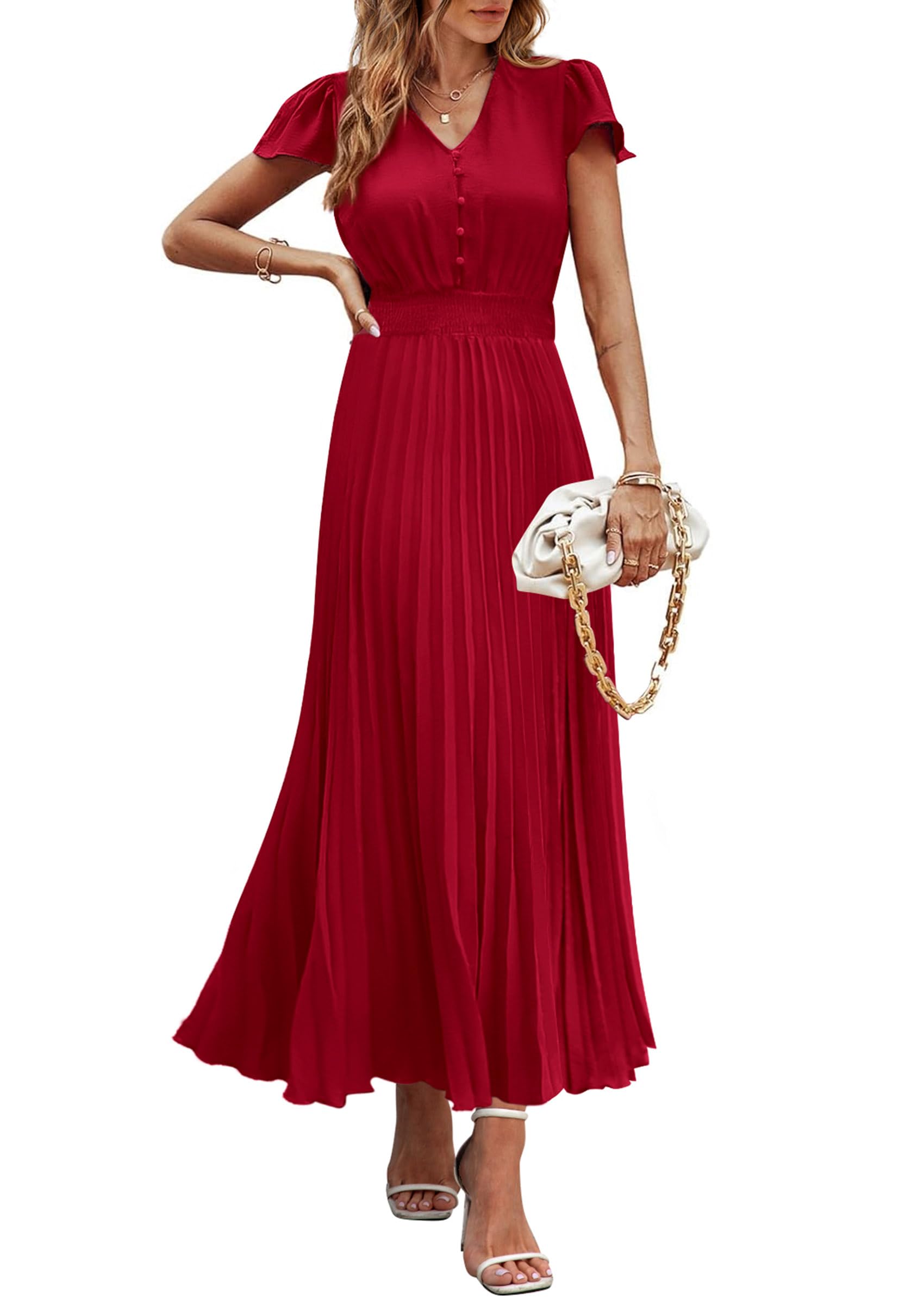 Foto 1 | Vestido Largo Prettygarden Verano 2025, Moderno, Cuello En V, Con Volantes - Venta Internacional.