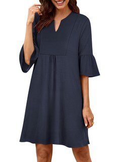 Foto 1 | Vestido Anrabess Casual De Verano Con Cuello En V Y Volantes Azules Para Mujer - Venta Internacional.