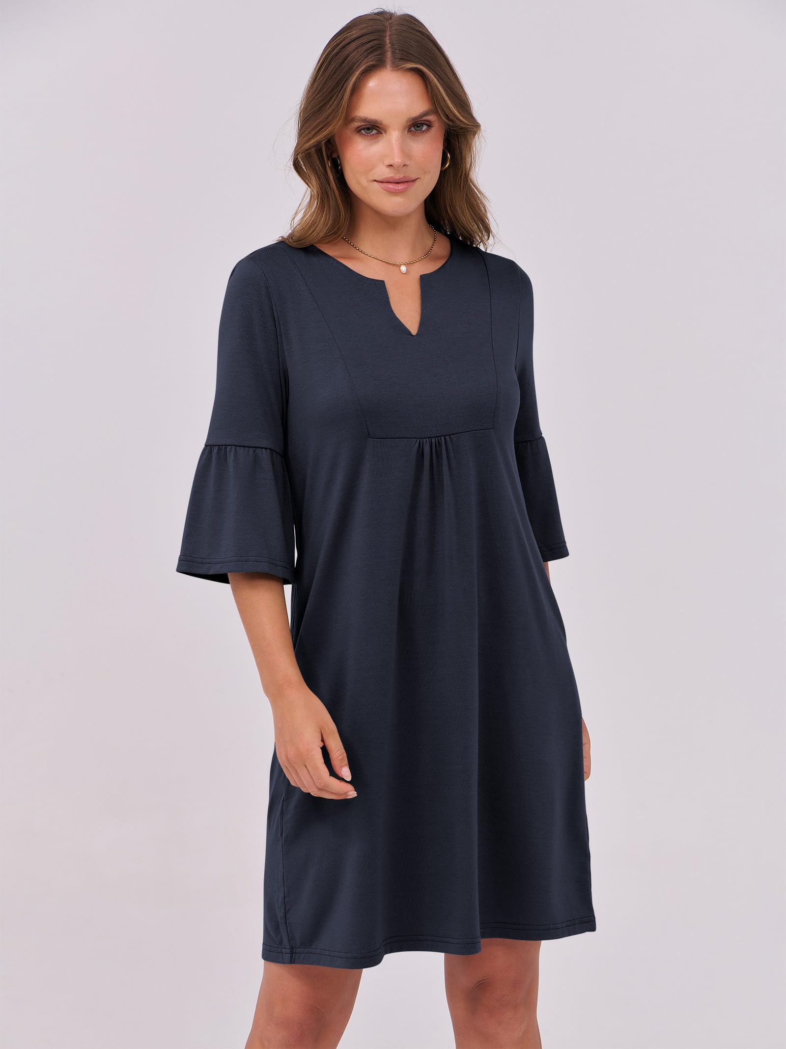 Foto 5 pulgar | Vestido Anrabess Casual De Verano Con Cuello En V Y Volantes Azules Para Mujer - Venta Internacional.