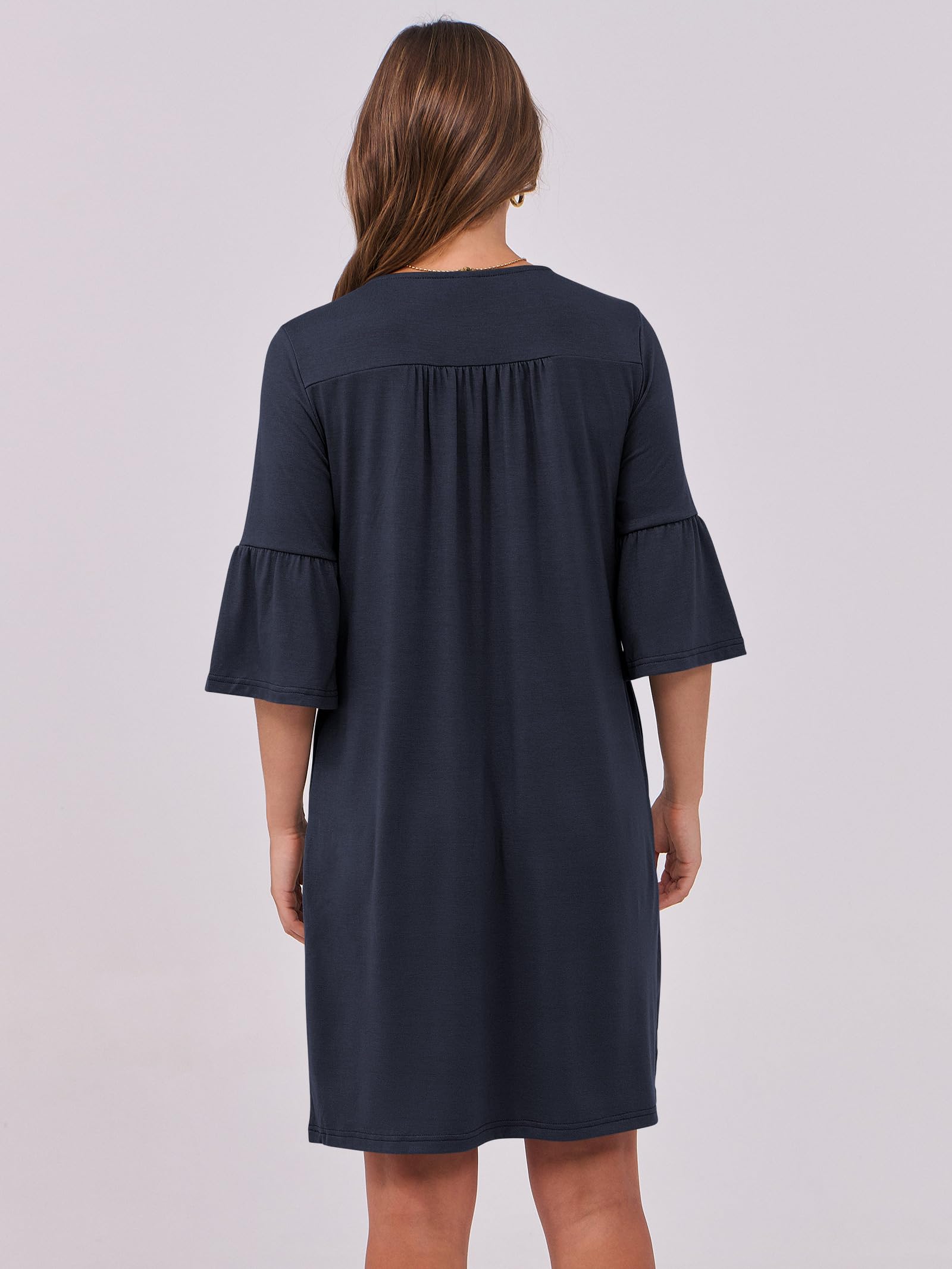 Foto 6 pulgar | Vestido Anrabess Casual De Verano Con Cuello En V Y Volantes Azules Para Mujer - Venta Internacional.