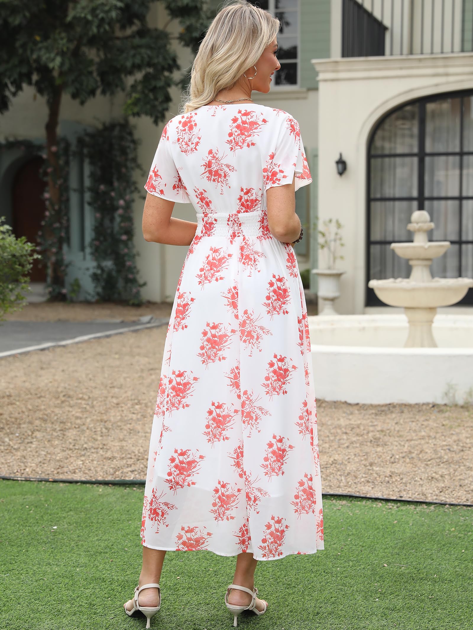 Foto 3 pulgar | Vestido Largo Anrabess De Verano Con Cuello En V Y Estampado Floral De Chifón Para Mujer - Venta Internacional.