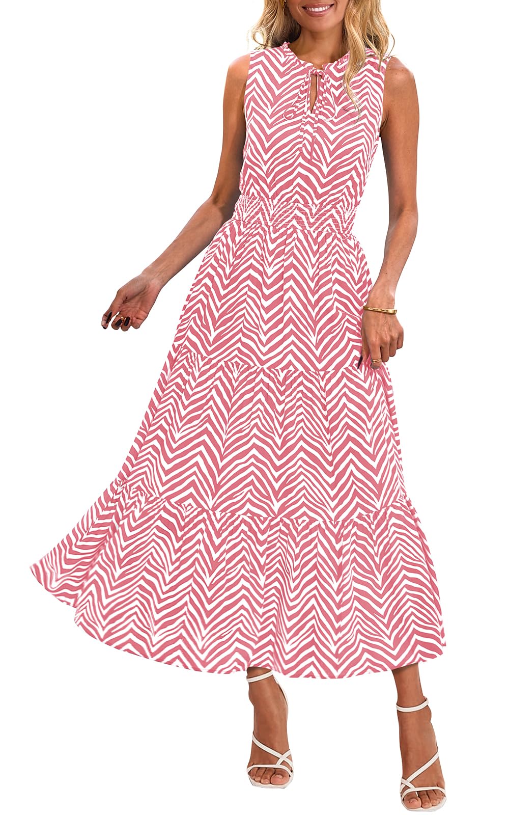 Vestido Prettygarden Para Mujer Con Cordón Y Cuello En V Maxi Rosa Xxl - Venta Internacional.