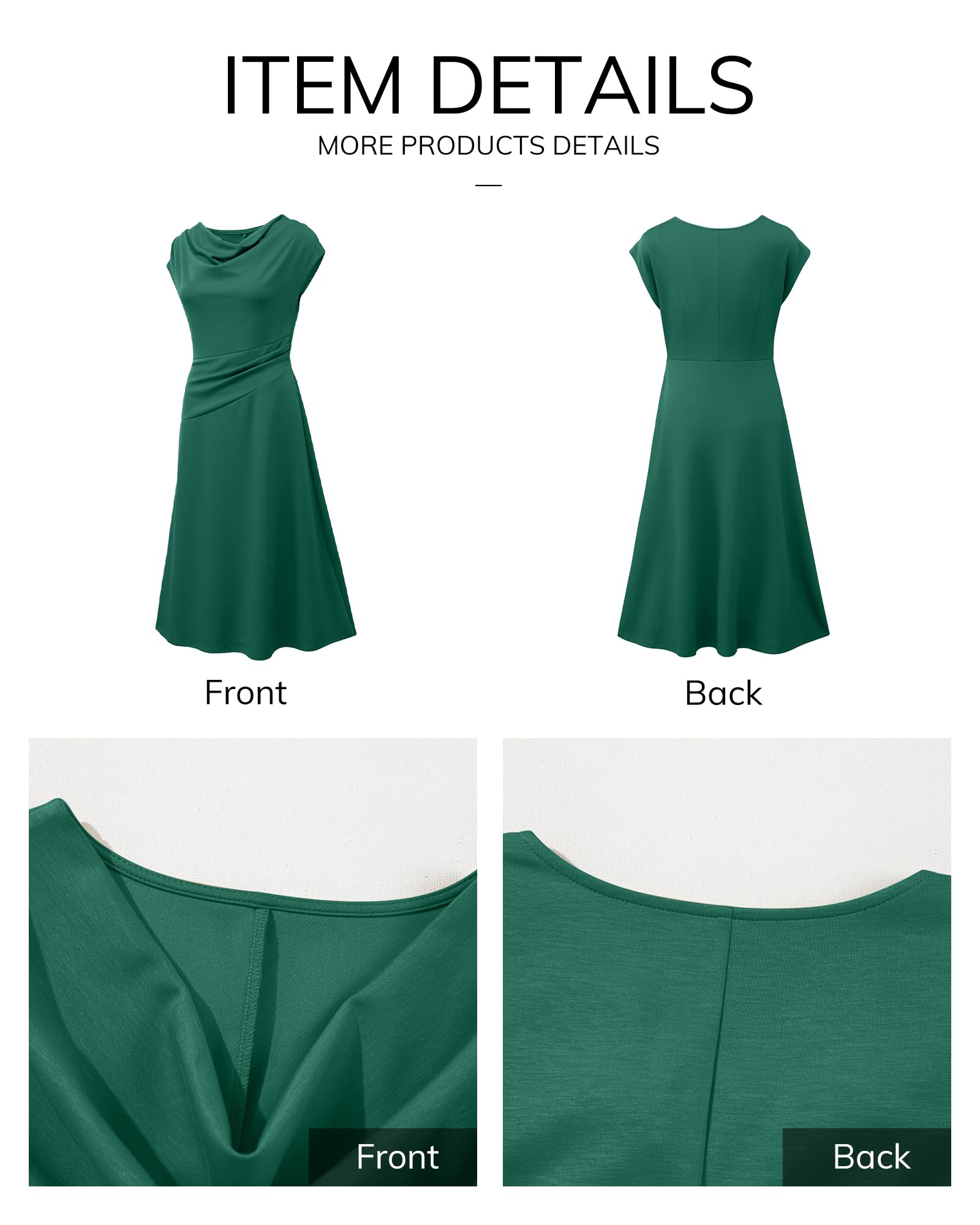 Foto 7 | Vestido Midi Happy Sailed De Manga Corta Con Cuello Vuelto Y Cintura Fruncida - Venta Internacional.