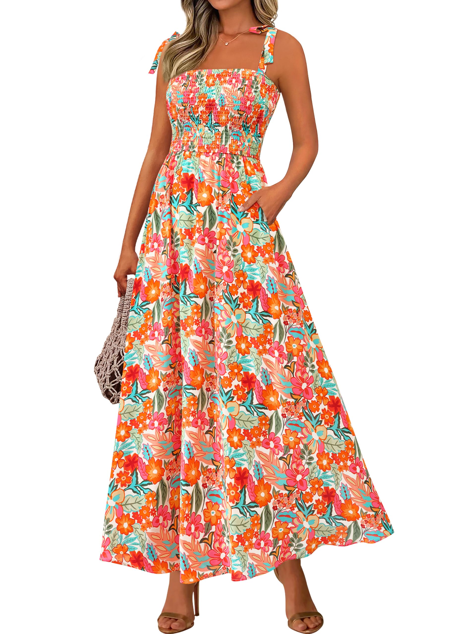 Vestido De Verano Prettygarden Maxi Floral Sin Mangas Para Mujer - Venta Internacional.