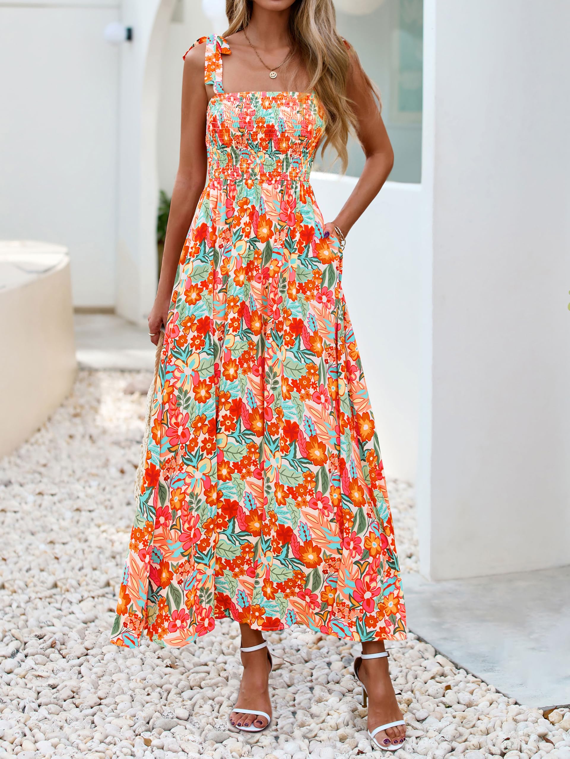 Foto 3 pulgar | Vestido De Verano Prettygarden Maxi Floral Sin Mangas Para Mujer - Venta Internacional.