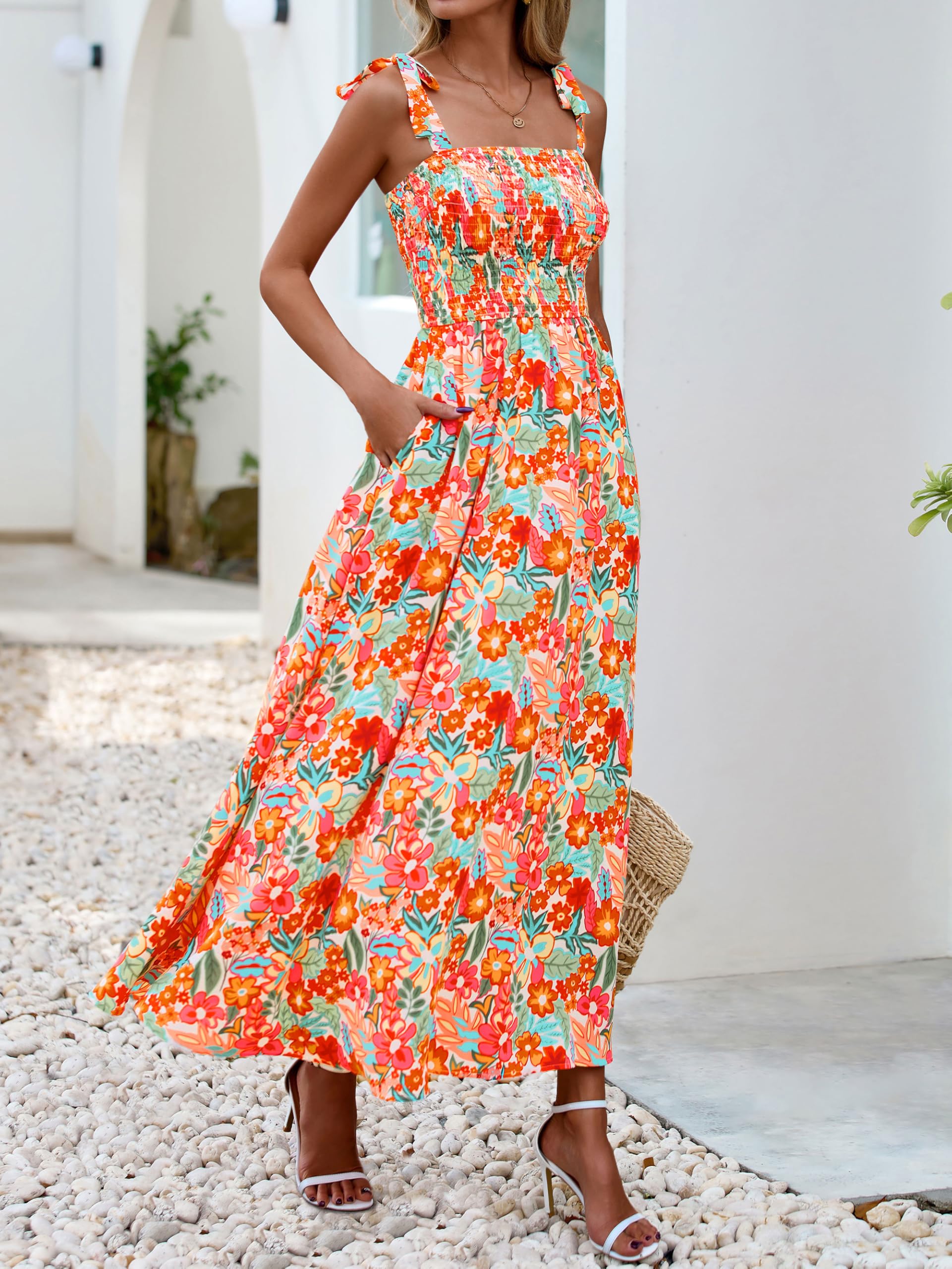 Foto 6 pulgar | Vestido De Verano Prettygarden Maxi Floral Sin Mangas Para Mujer - Venta Internacional.