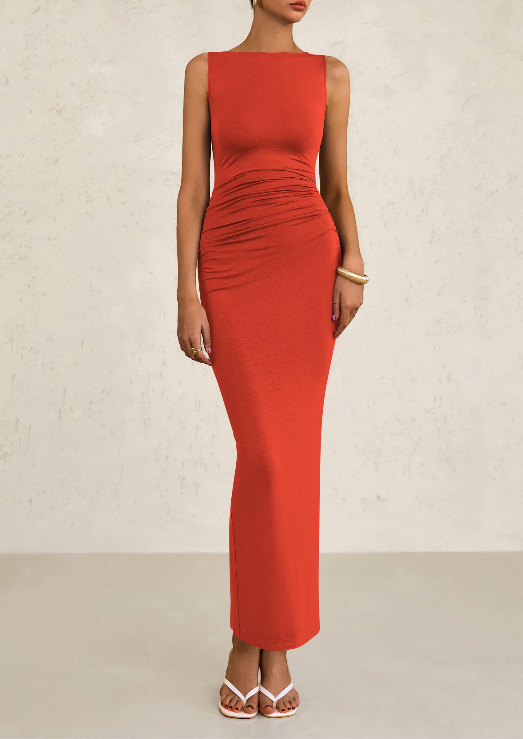 Foto 4 pulgar | Vestido Midi Prettygarden, Ajustado Fruncido De Verano 2025 Para Mujer - Venta Internacional.