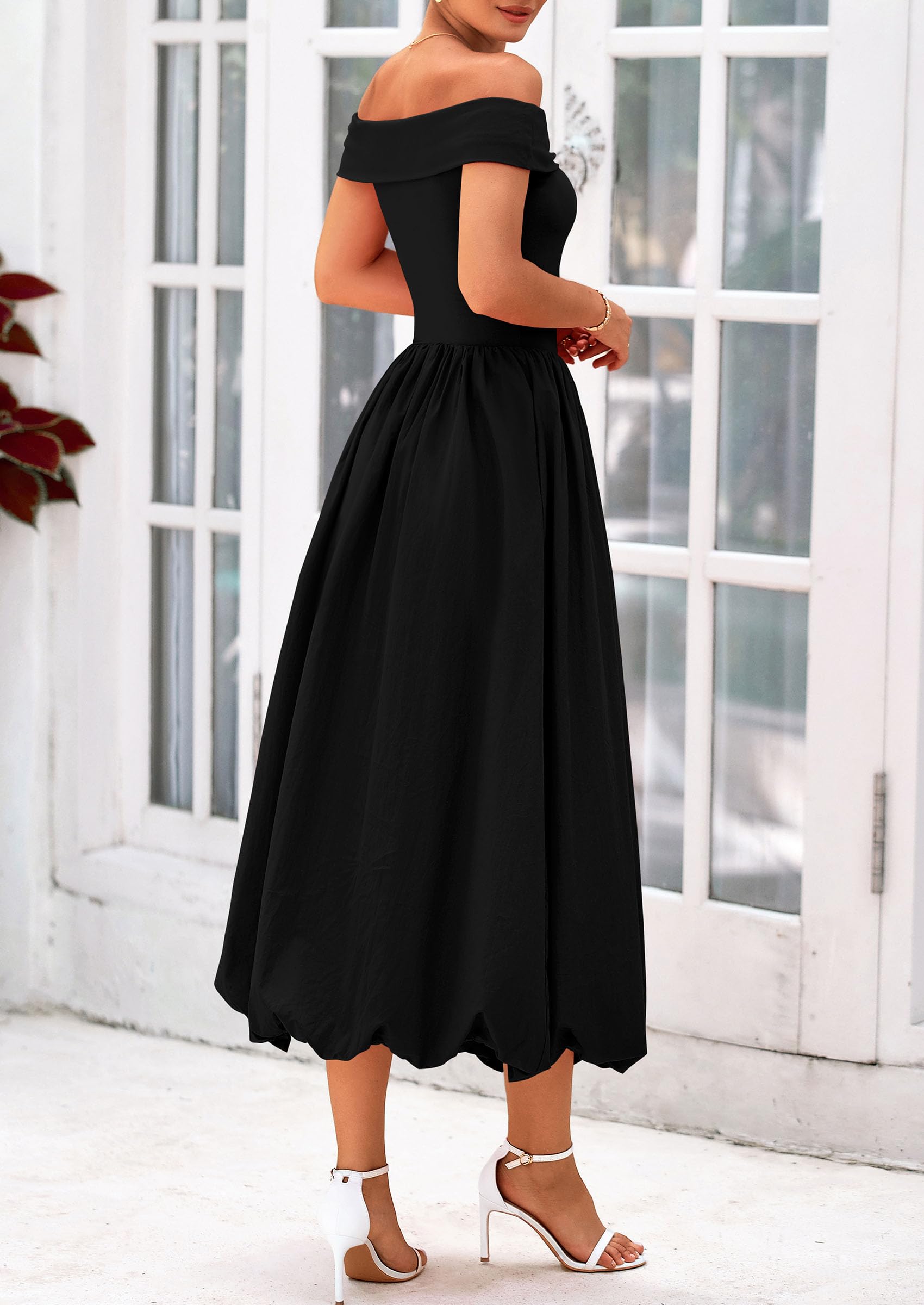 Foto 3 pulgar | Vestido Prettygarden Para Mujer, De Verano, Con Hombros Descubiertos, Línea A, Negro - Venta Internacional.