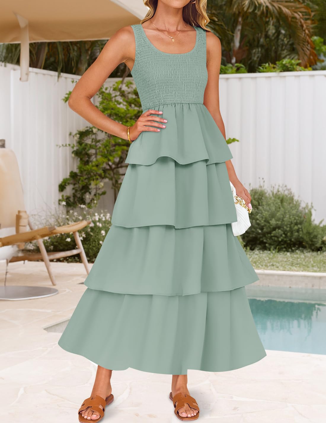 Foto 2 | Vestido Midi Sin Mangas Zesica 2025 Summer Boho Para Mujer - Venta Internacional.
