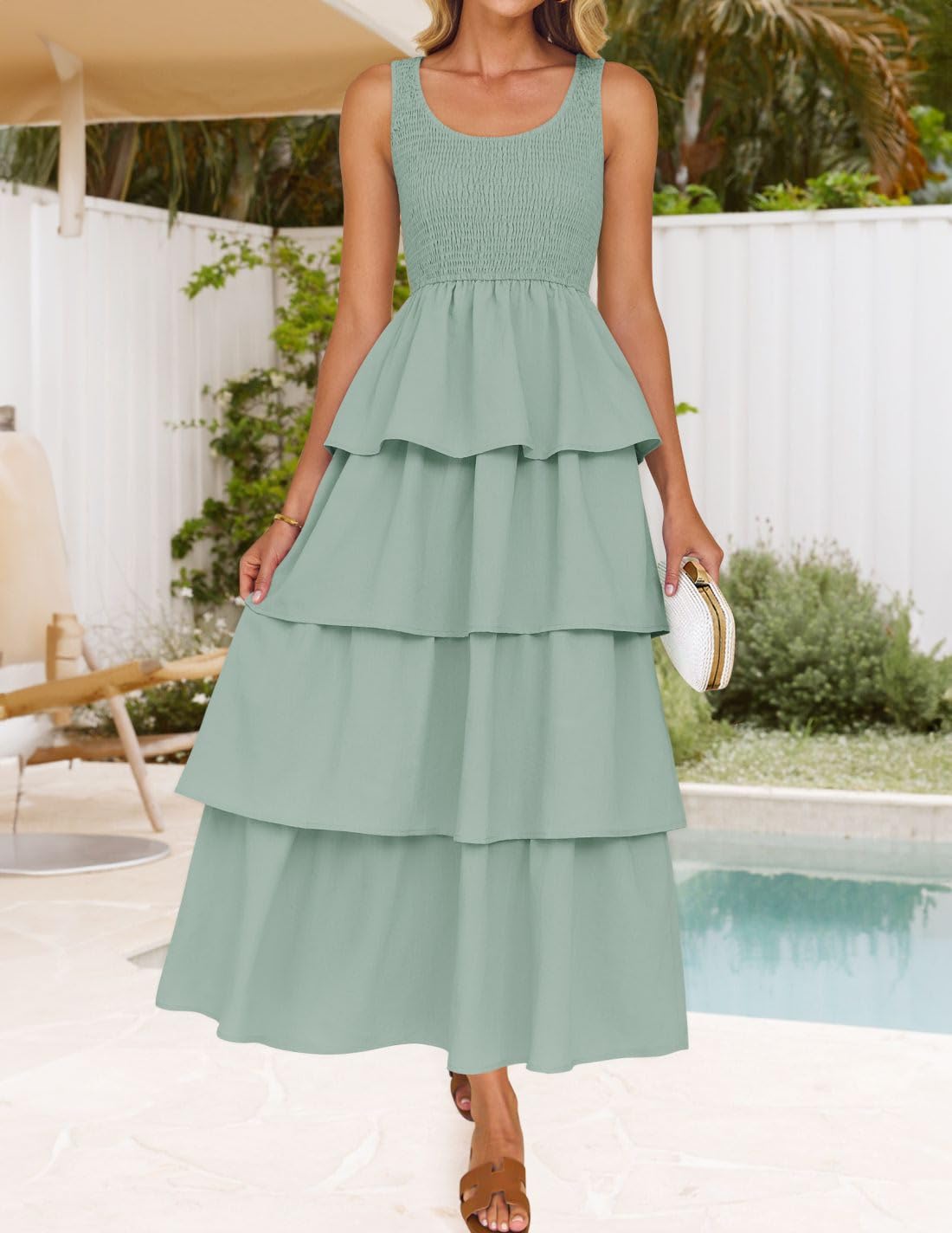 Foto 4 pulgar | Vestido Midi Sin Mangas Zesica 2025 Summer Boho Para Mujer - Venta Internacional.