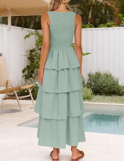 Foto 4 | Vestido Midi Sin Mangas Zesica 2025 Summer Boho Para Mujer - Venta Internacional.