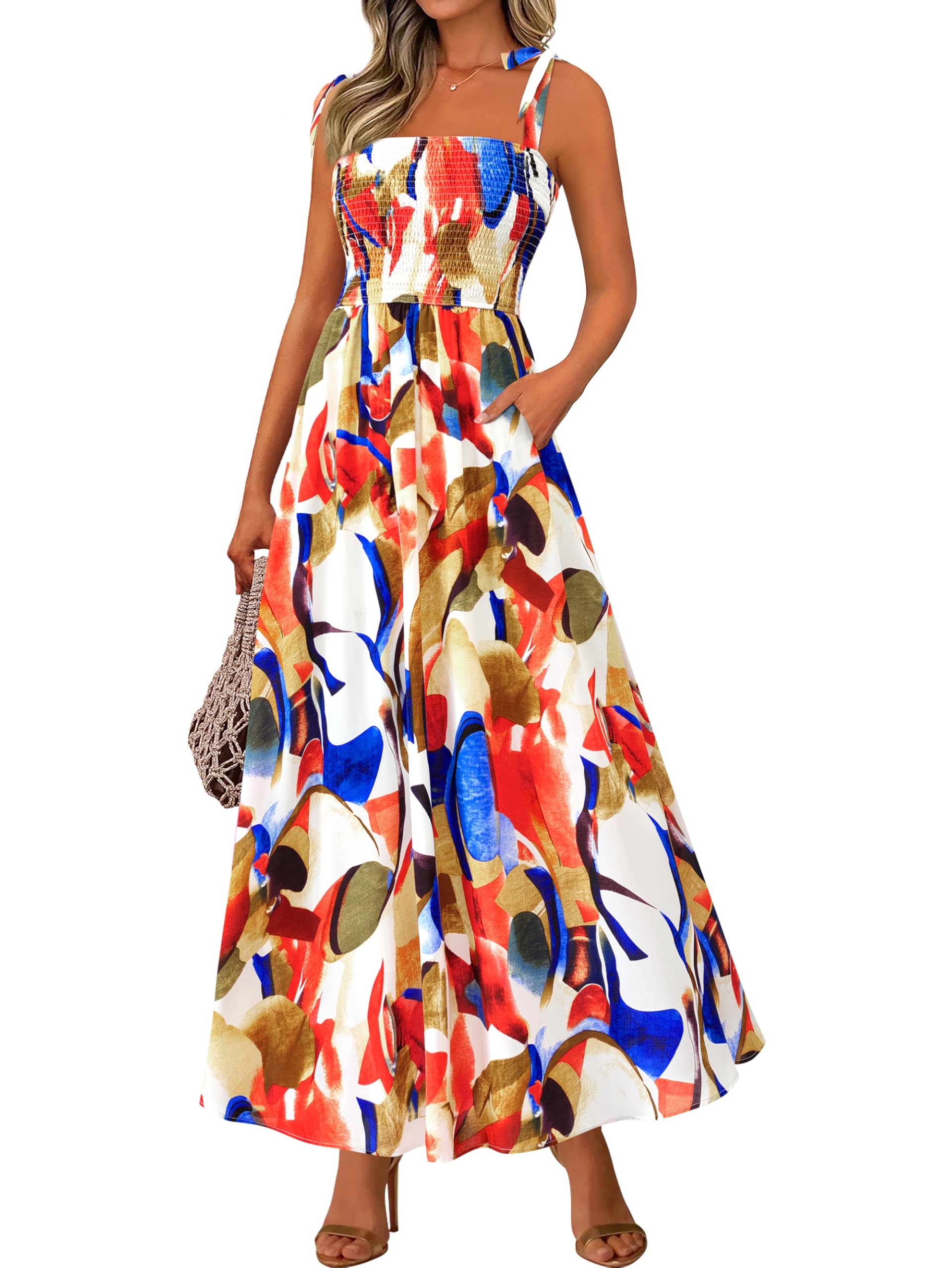 Vestido De Verano Prettygarden Floral Sin Mangas Maxi Azul Xxl Para Mujer - Venta Internacional.