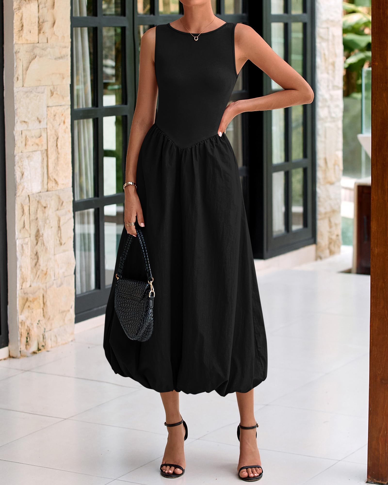 Foto 8 pulgar | Vestido Btfbm Para Mujer 2025, Casual, Sin Mangas, Midi, Negro - Venta Internacional.
