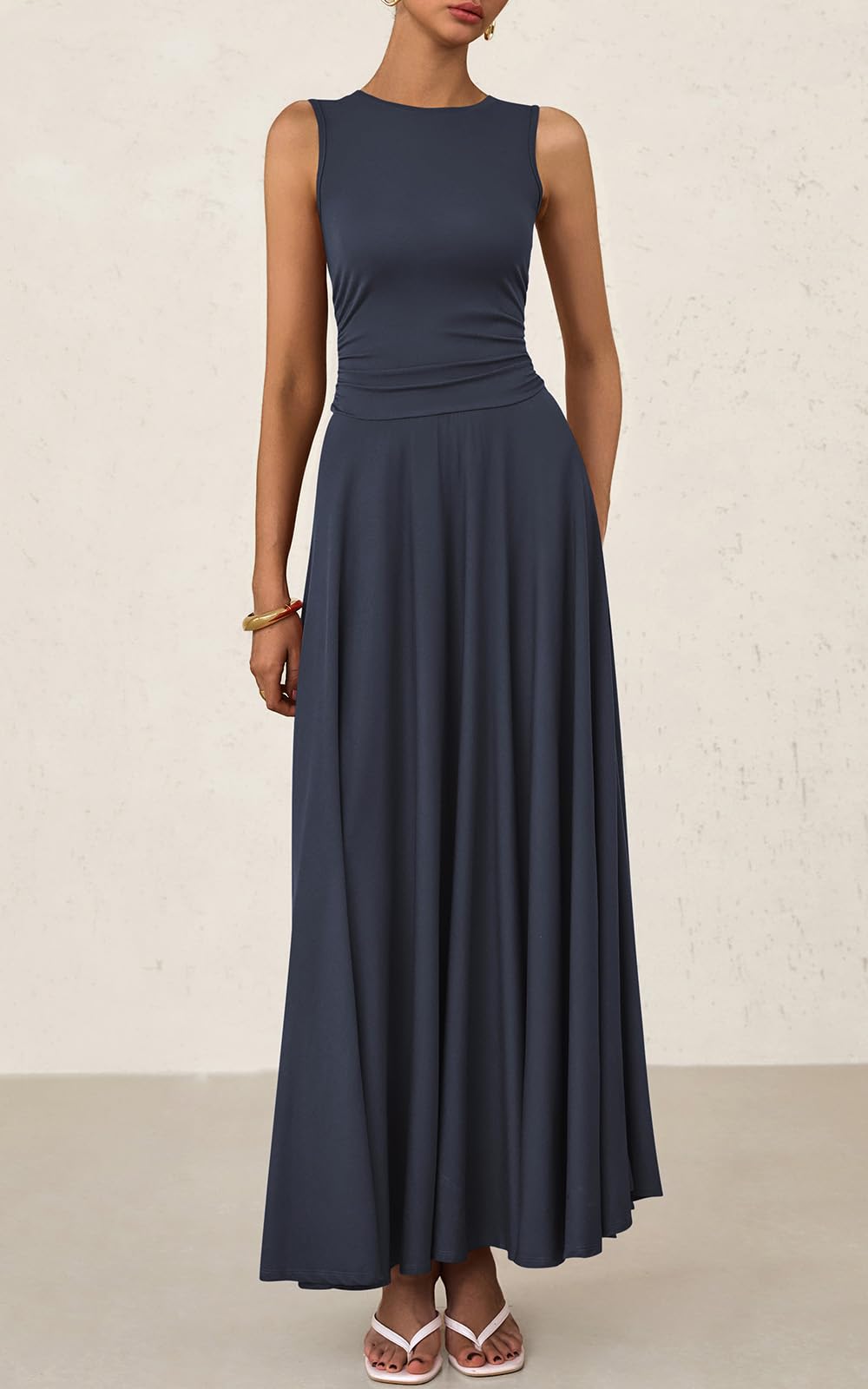 Foto 3 pulgar | Vestido Prettygarden Para Mujer Primavera 2025 Sin Mangas Aline Navy - Venta Internacional.