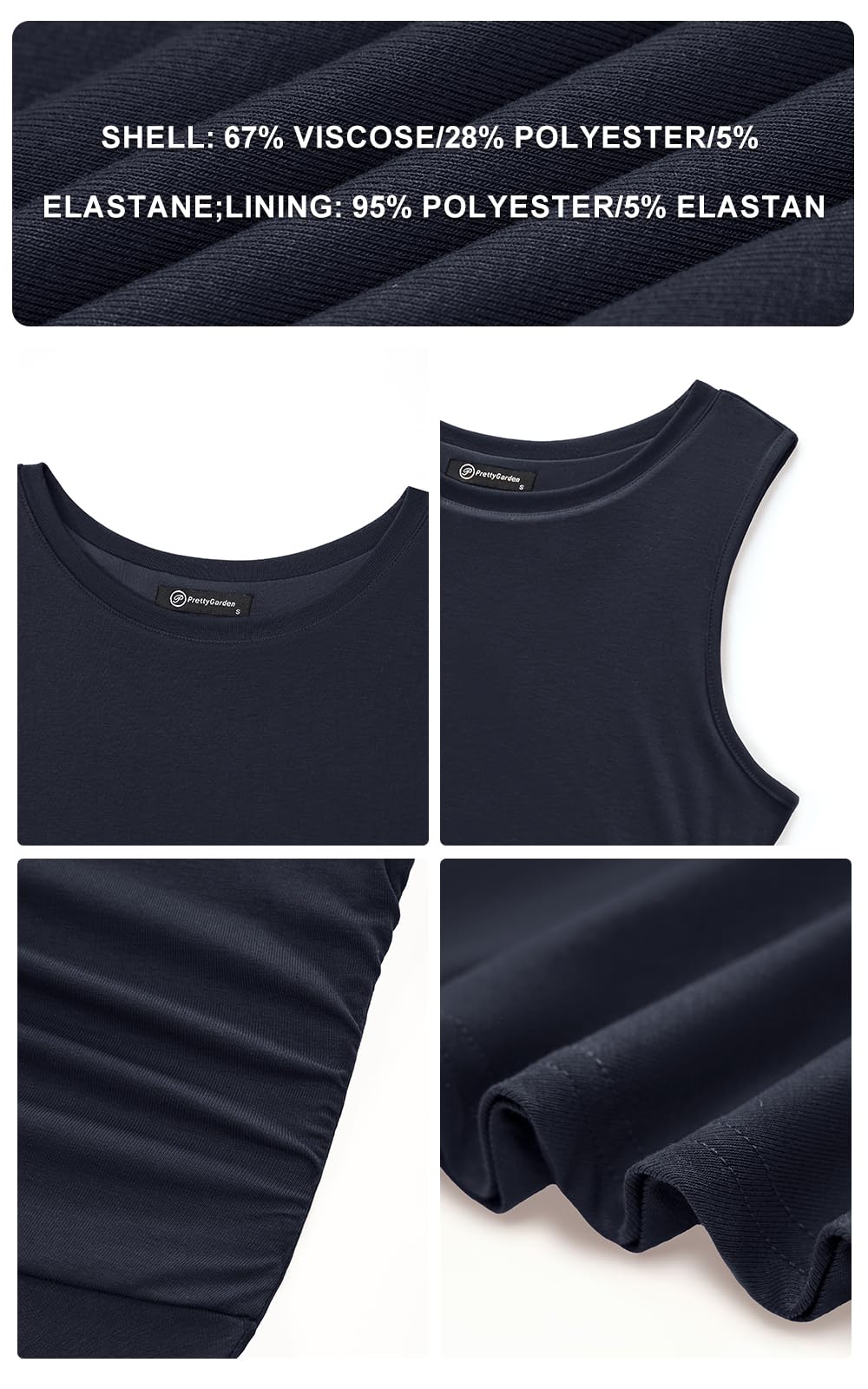 Foto 6 pulgar | Vestido Prettygarden Para Mujer Primavera 2025 Sin Mangas Aline Navy - Venta Internacional.
