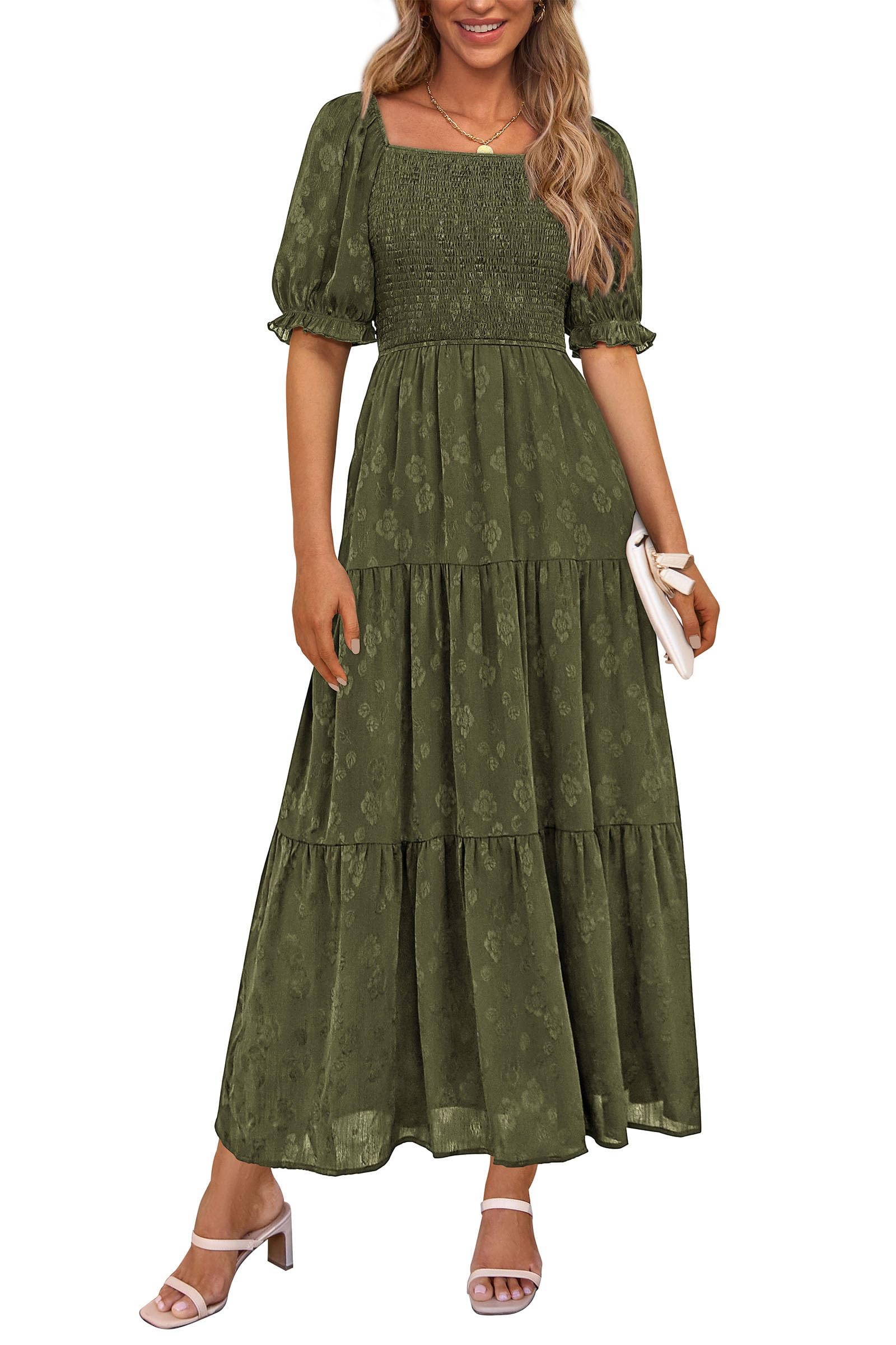 Foto 2 pulgar | Vestido Midi Prettygarden Para Mujer 2025, Casual, Verano, Verde Militar - Venta Internacional.