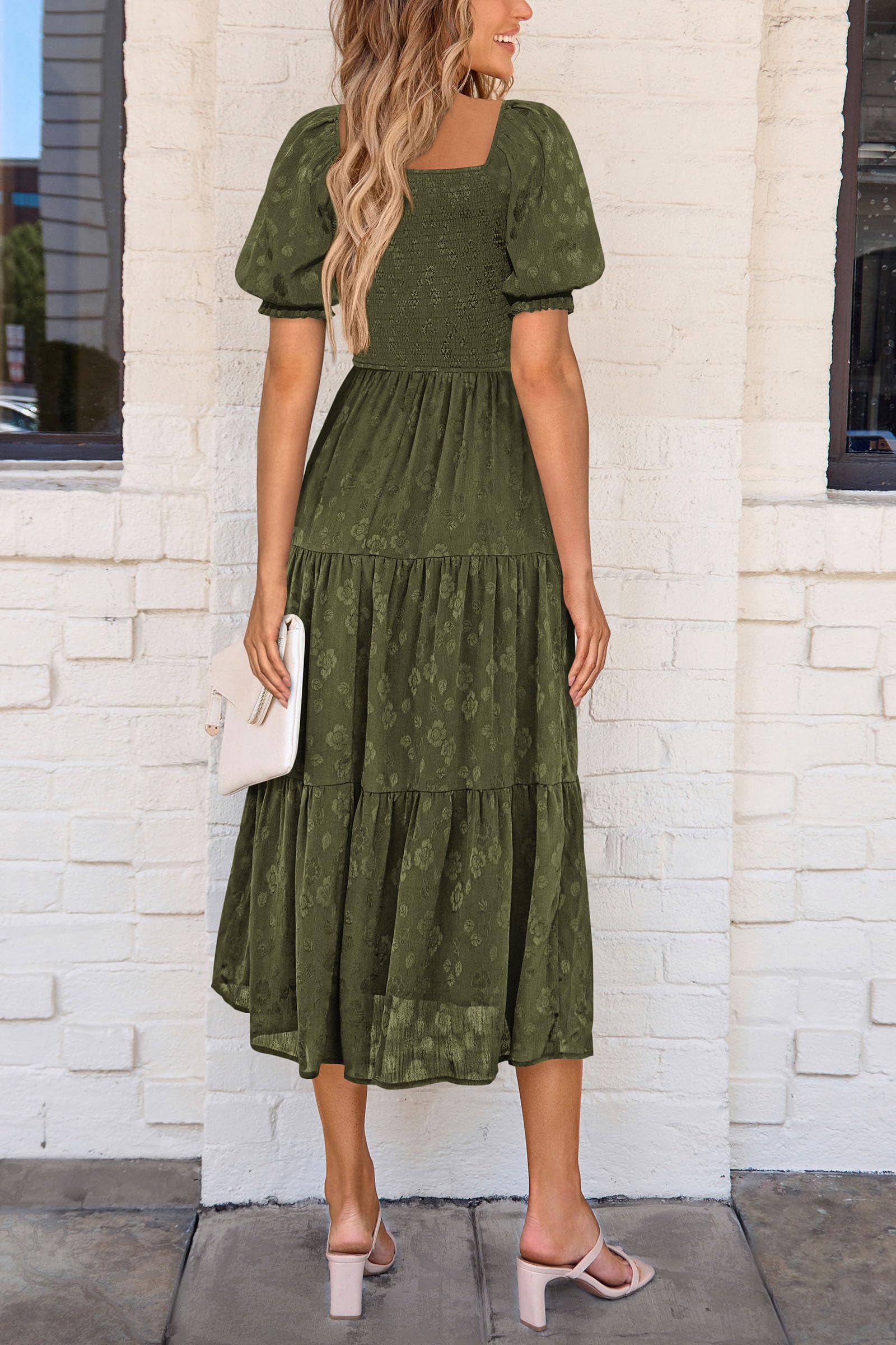Foto 3 pulgar | Vestido Midi Prettygarden Para Mujer 2025, Casual, Verano, Verde Militar - Venta Internacional.