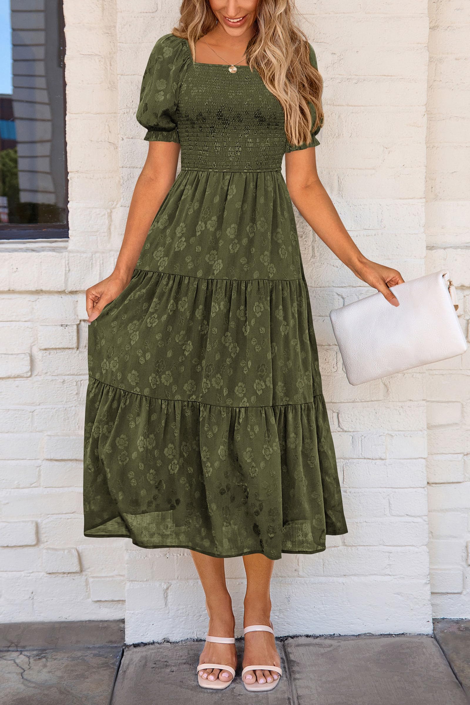 Foto 4 pulgar | Vestido Midi Prettygarden Para Mujer 2025, Casual, Verano, Verde Militar - Venta Internacional.