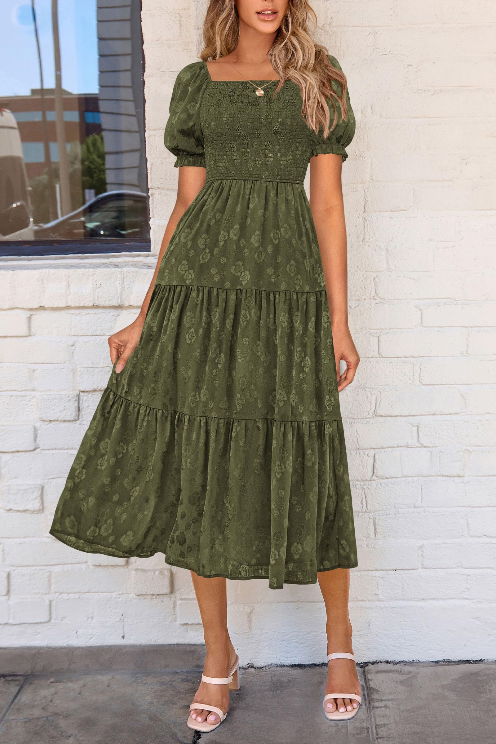 Foto 5 pulgar | Vestido Midi Prettygarden Para Mujer 2025, Casual, Verano, Verde Militar - Venta Internacional.