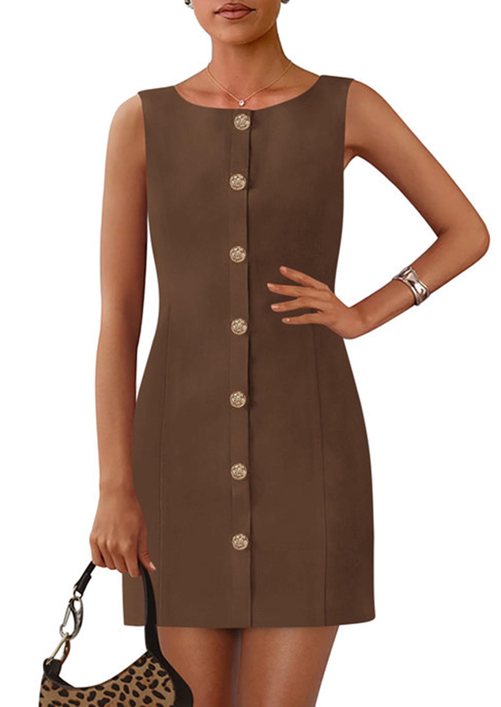Foto 1 | Vestido De Trabajo Prettygarden 2025 Para Primavera, Formal, Formal, Marrón - Venta Internacional.
