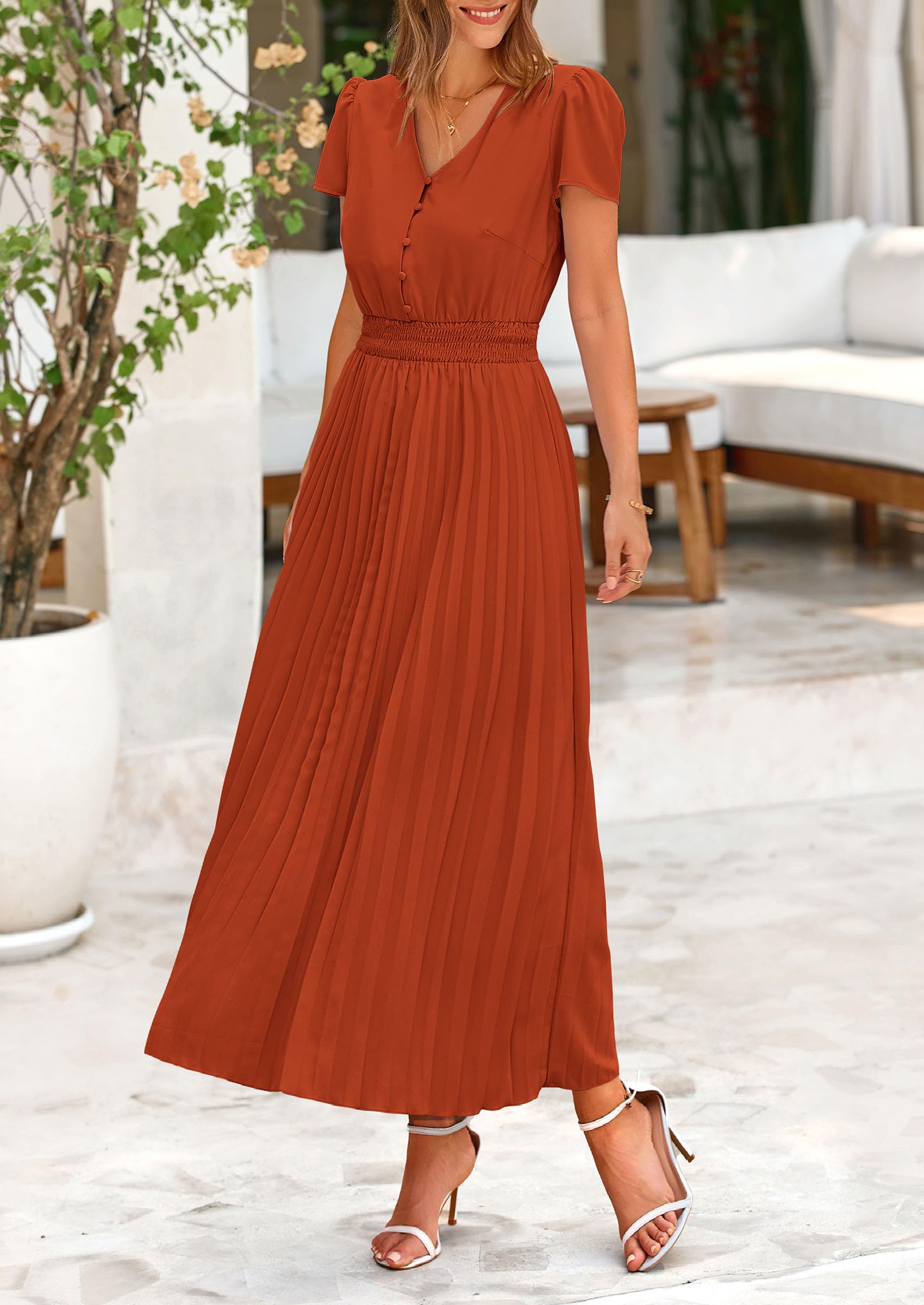 Foto 8 pulgar | Vestido Largo Prettygarden Para Verano De 2025, Casual, Cuello En V, Con Volantes - Venta Internacional.