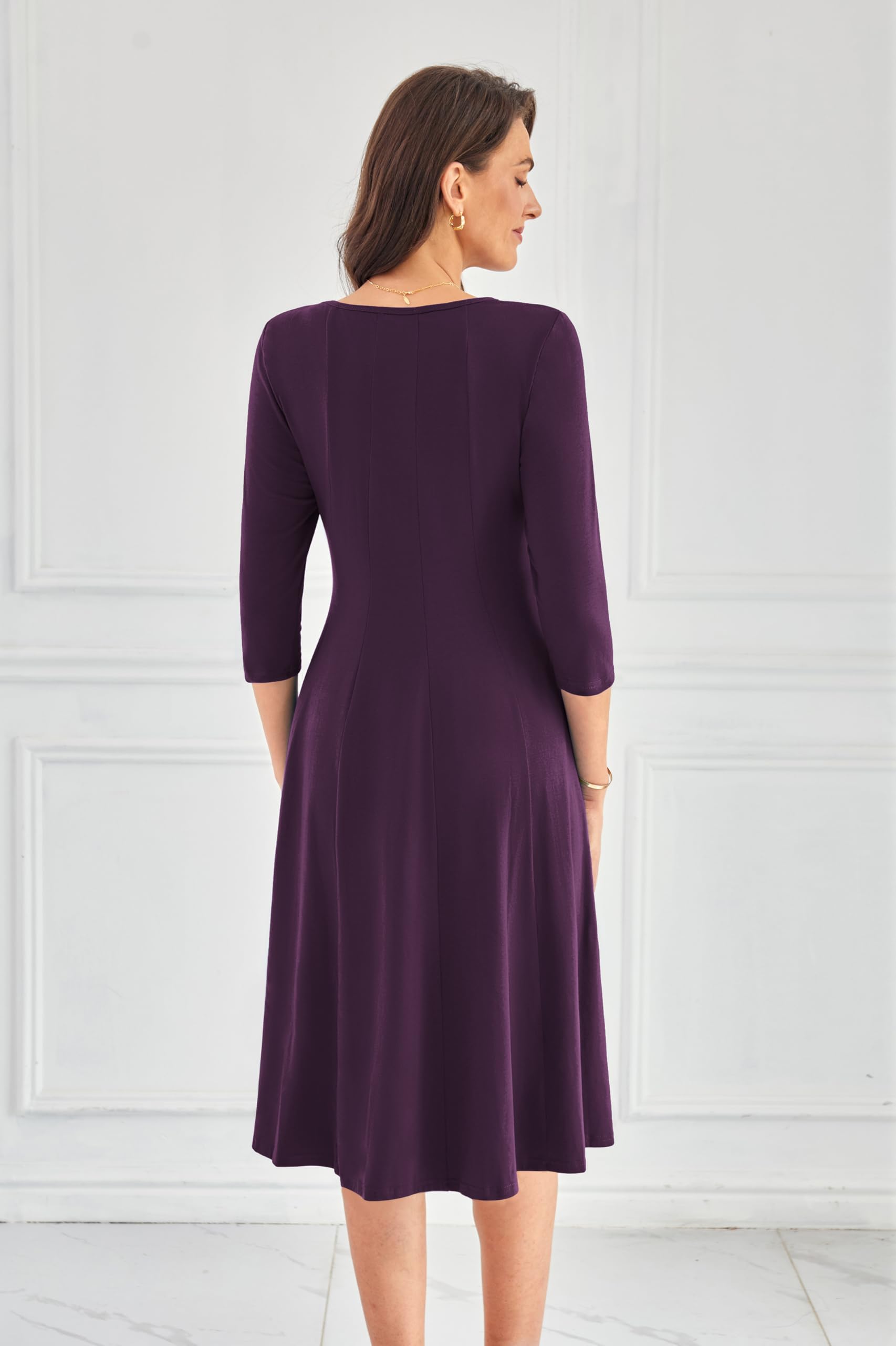 Foto 4 | Vestido Grace Karin A Line, Casual, Morado Oscuro, Manga 3/4 Para Mujer - Venta Internacional.