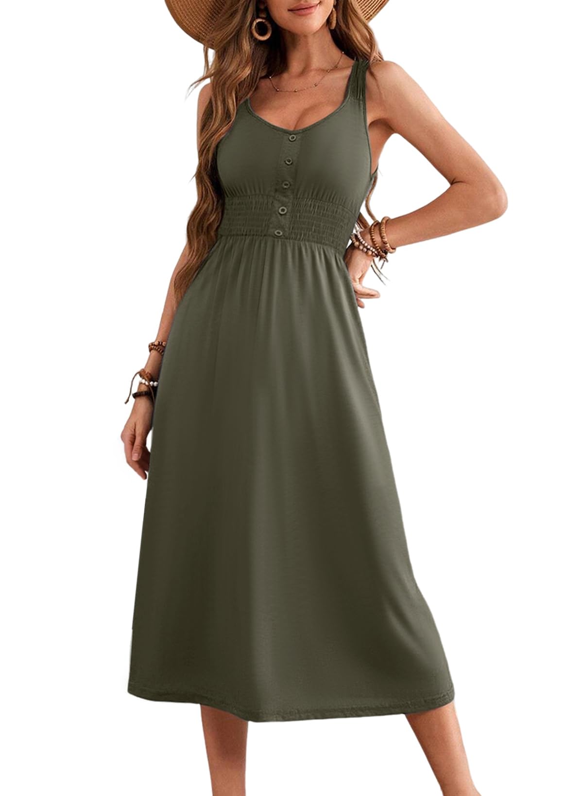 Foto 2 pulgar | Vestido Dokotoo Beach Vacation Sin Mangas Swing Midi Green Xl - Venta Internacional.