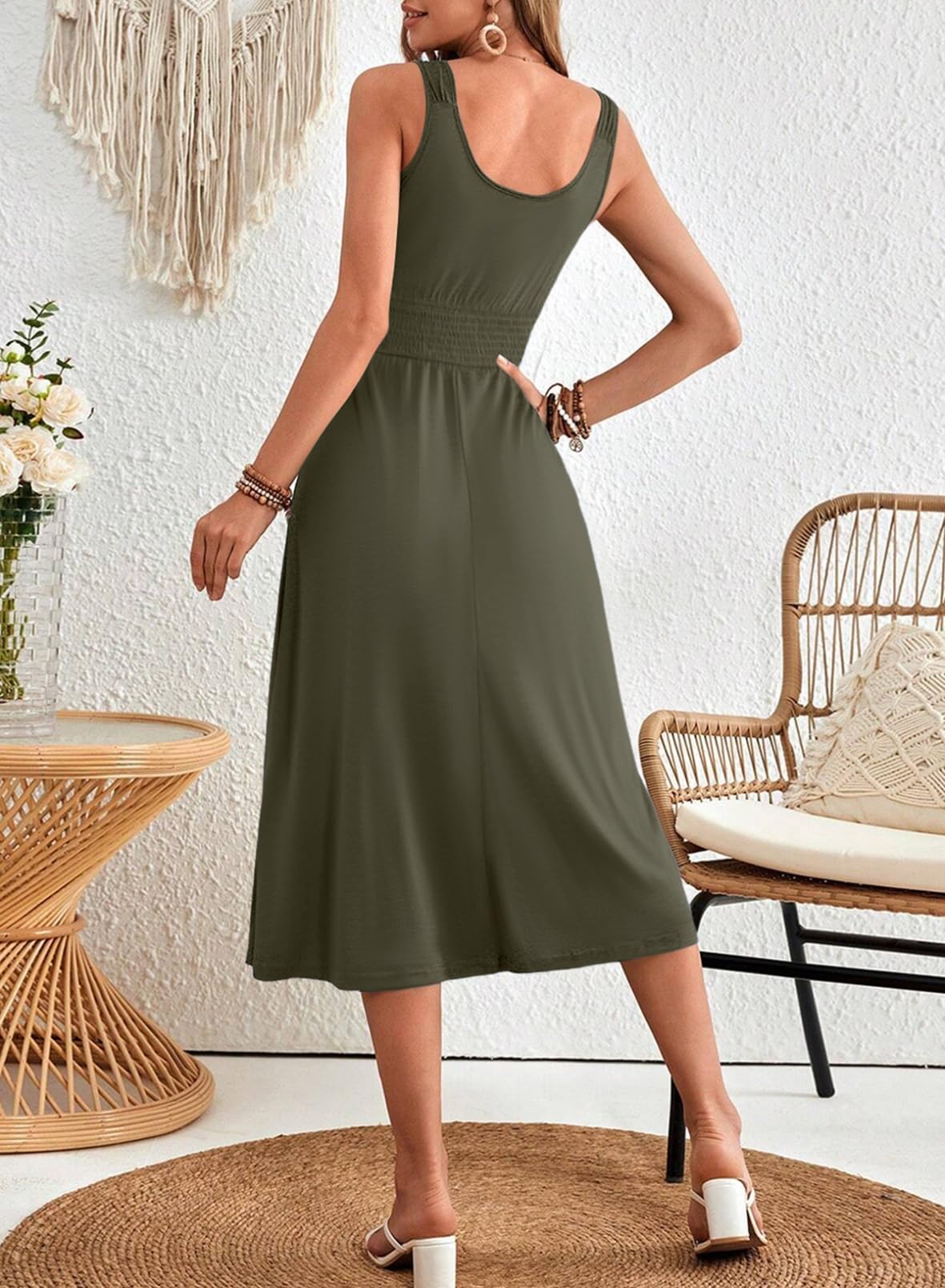 Foto 3 pulgar | Vestido Dokotoo Beach Vacation Sin Mangas Swing Midi Green Xl - Venta Internacional.