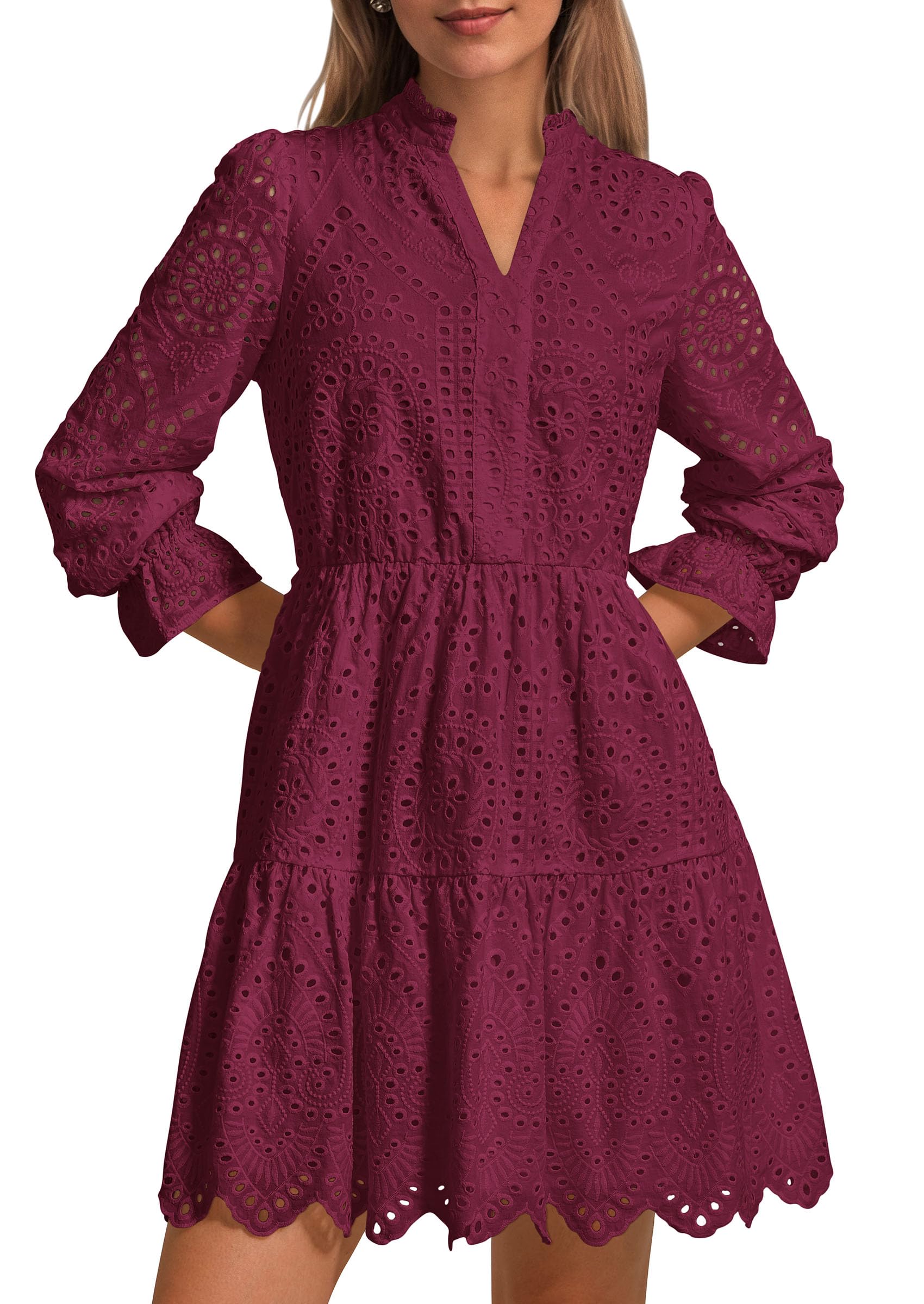 Foto 2 pulgar | Vestido Prettygarden Para Mujer, Primavera 2025, Manga Larga, Cuello En V - Venta Internacional.