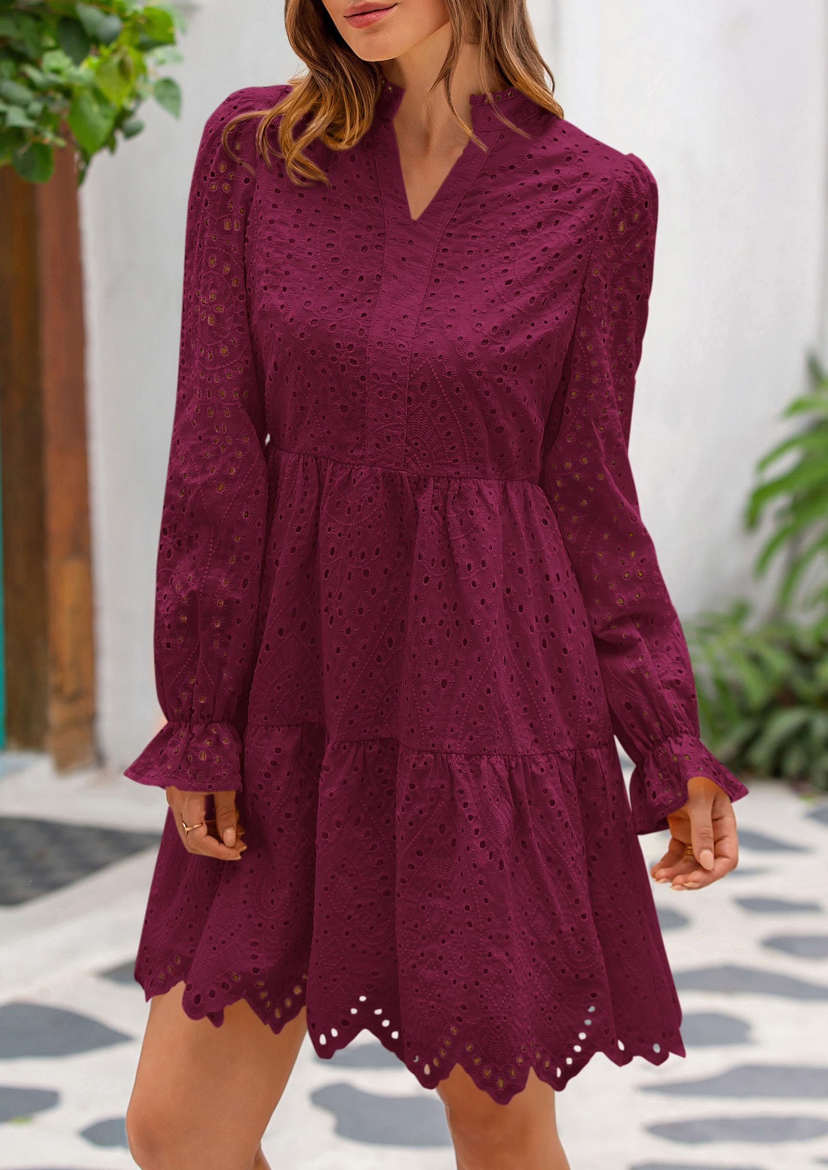 Foto 5 pulgar | Vestido Prettygarden Para Mujer, Primavera 2025, Manga Larga, Cuello En V - Venta Internacional.