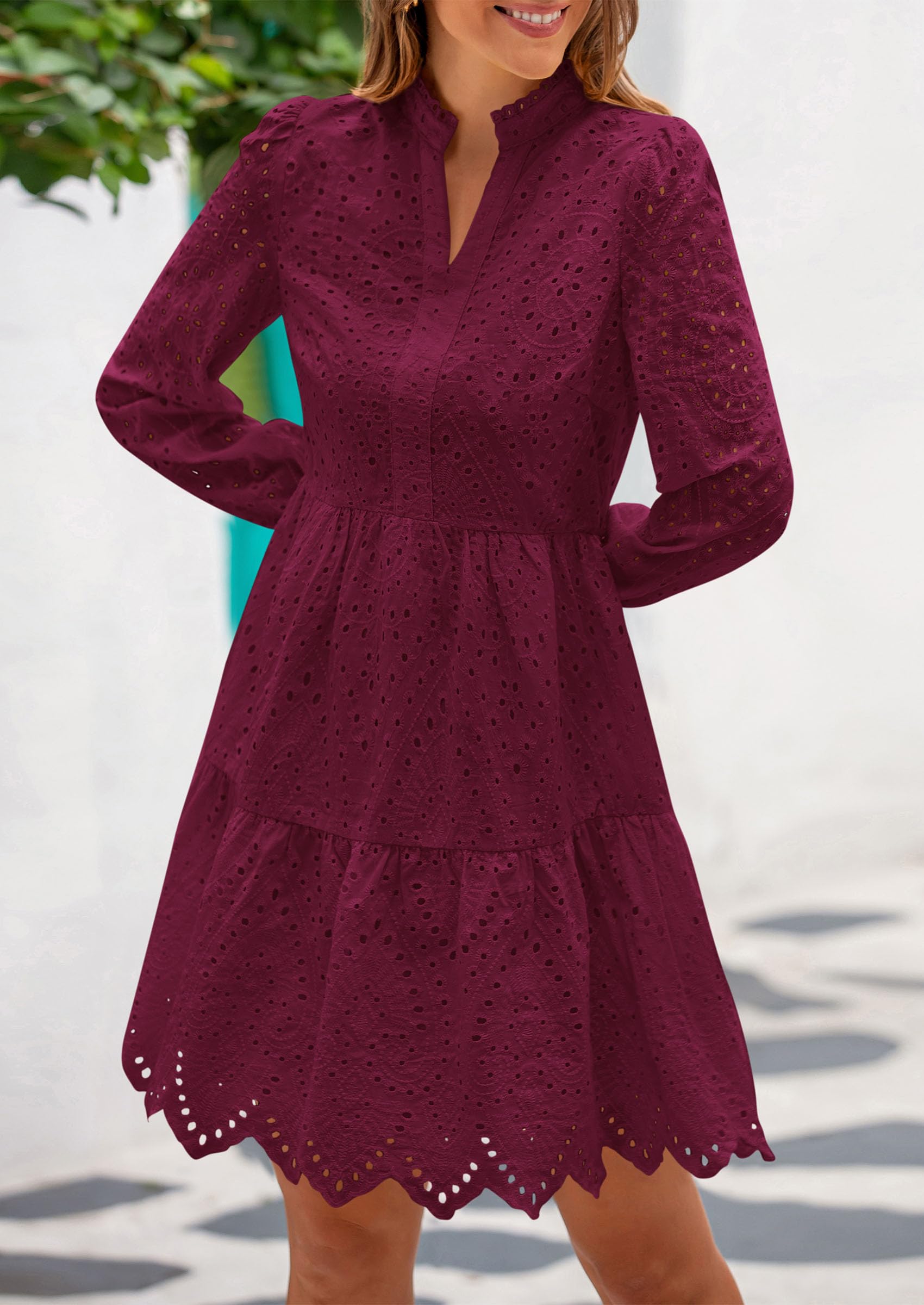 Foto 8 pulgar | Vestido Prettygarden Para Mujer, Primavera 2025, Manga Larga, Cuello En V - Venta Internacional.