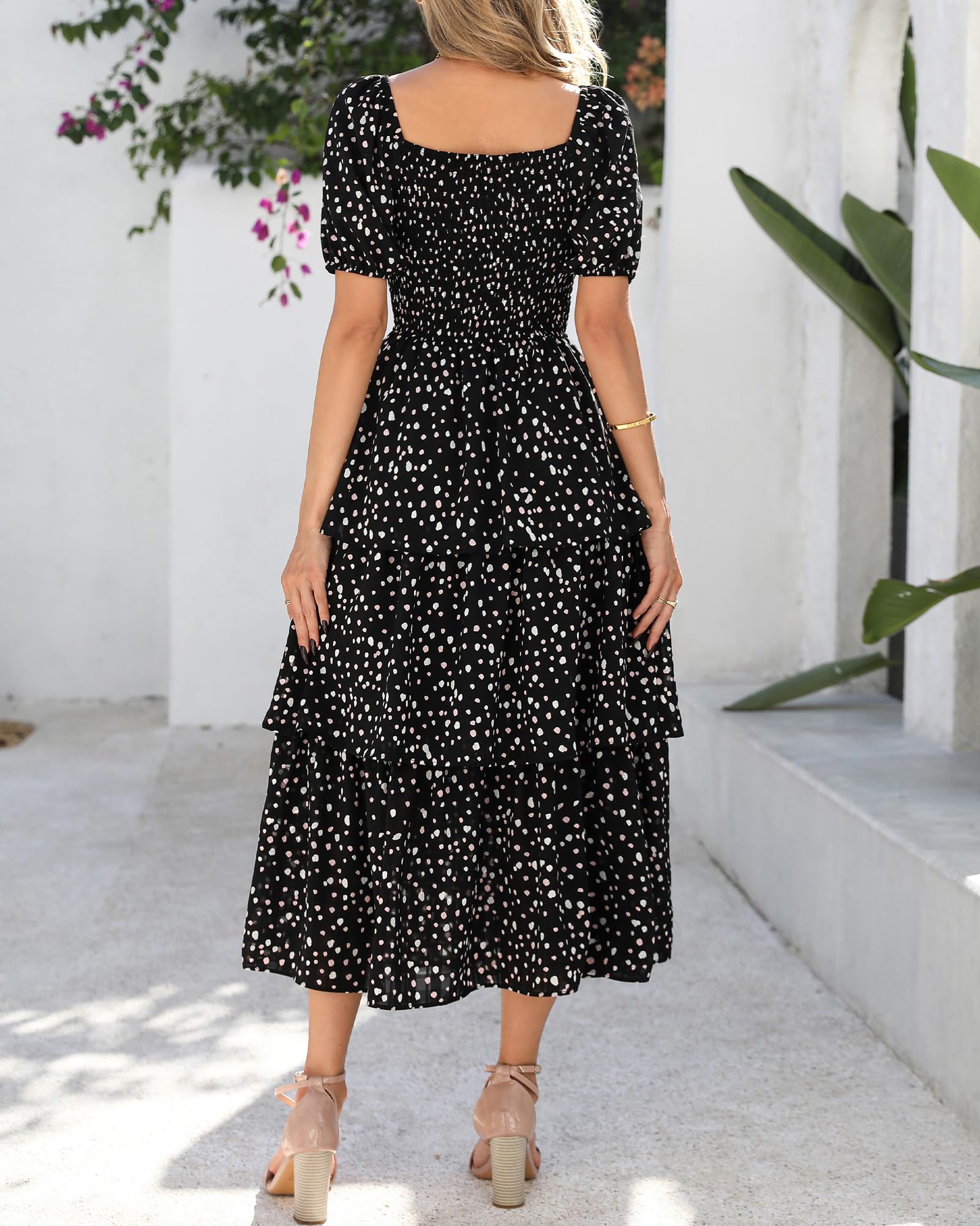 Foto 4 pulgar | Vestido Casual Btfbm Para Mujer Con Cuello Cuadrado Y Manga Abullonada - Venta Internacional.