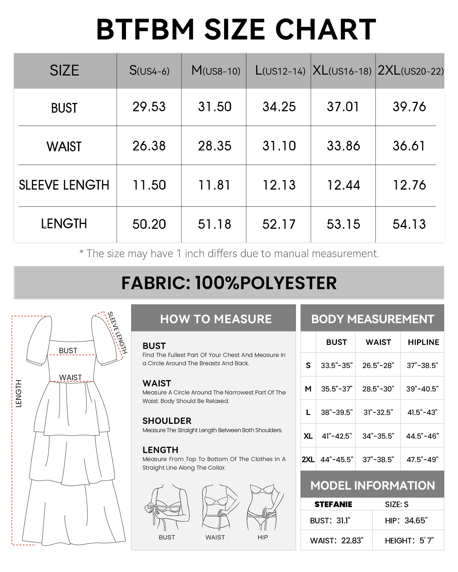Foto 7 pulgar | Vestido Casual Btfbm Para Mujer Con Cuello Cuadrado Y Manga Abullonada - Venta Internacional.