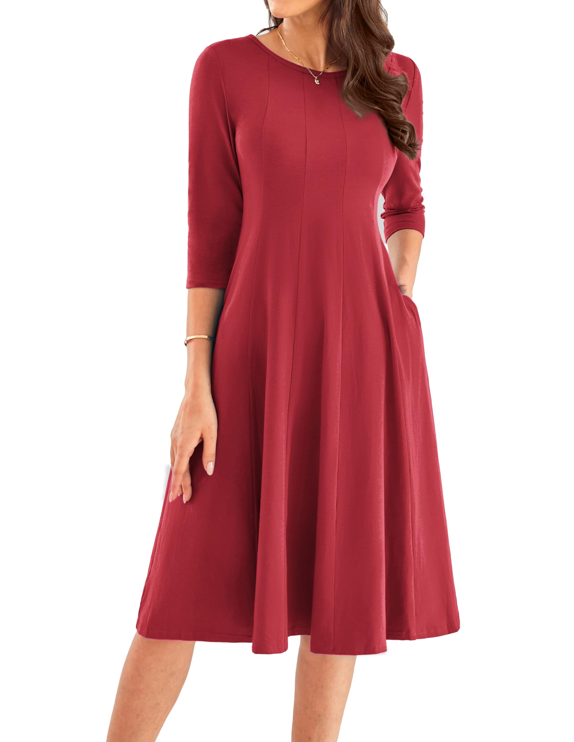 Vestido Grace Karin Casual Línea A Manga 3/4 Para Mujer Rojo Oscuro S - Venta Internacional.