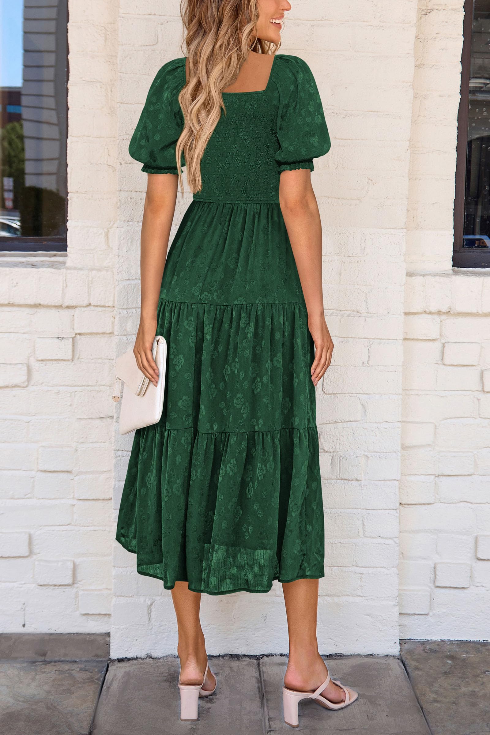 Foto 2 | Vestido Midi Prettygarden Para Mujer, Verano 2025, Floral, Verde Oscuro - Venta Internacional.