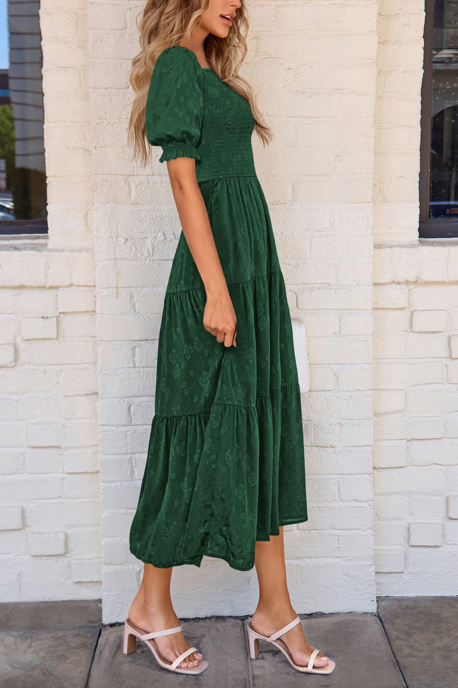 Foto 8 pulgar | Vestido Midi Prettygarden Para Mujer, Verano 2025, Floral, Verde Oscuro - Venta Internacional.