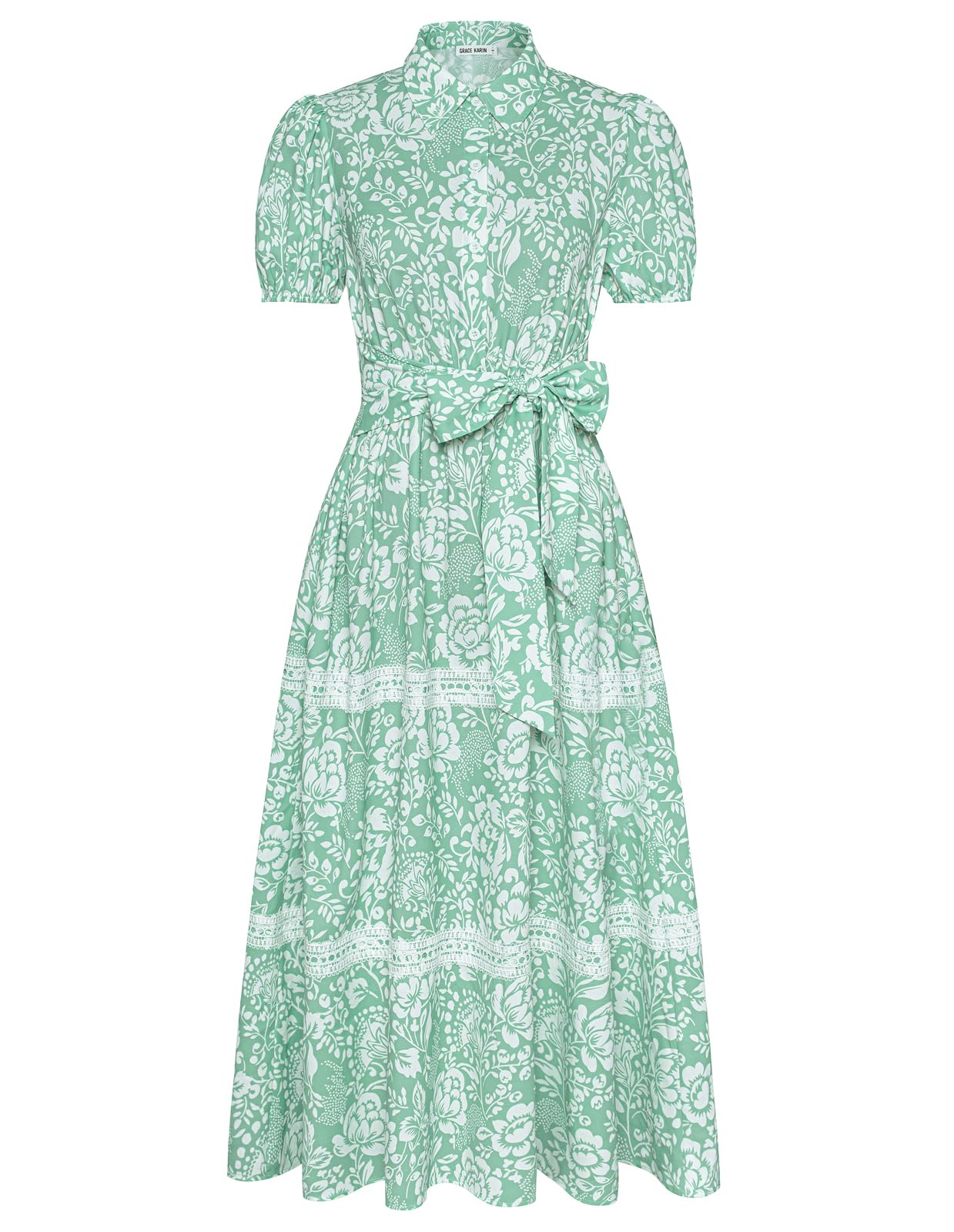 Foto 2 pulgar | Vestido Grace Karin Para Mujer, Estampado Floral Fluido, Línea A, Verde Xxl - Venta Internacional.