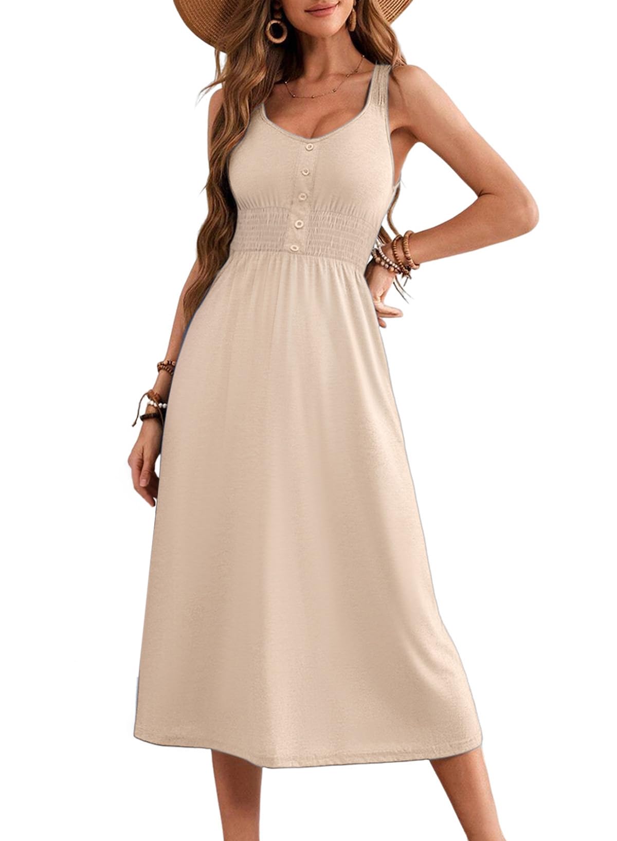 Foto 1 | Vestido Largo Dokotoo Sin Mangas Con Botones Y Cintura Imperial - Venta Internacional.