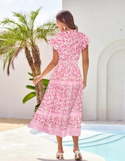 Foto 3 | Vestido Largo Grace Karin Para Mujer, Estilo Bohemio, Floral, De Verano 2025 - Venta Internacional.