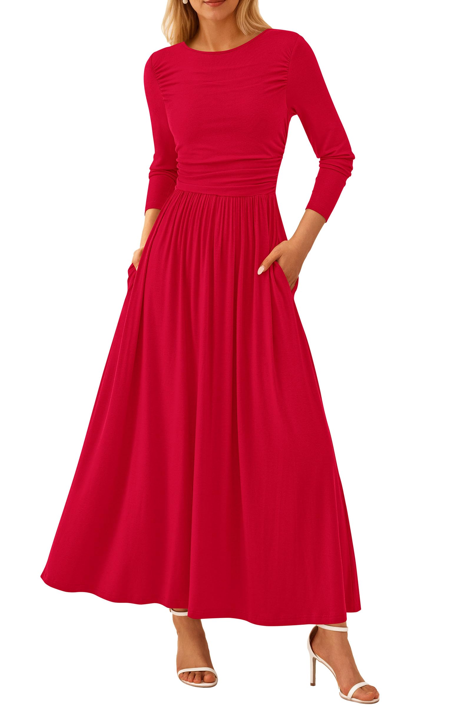 Vestido Largo Prettygarden Para Mujer, Casual, Rojo, Xl - Venta Internacional.