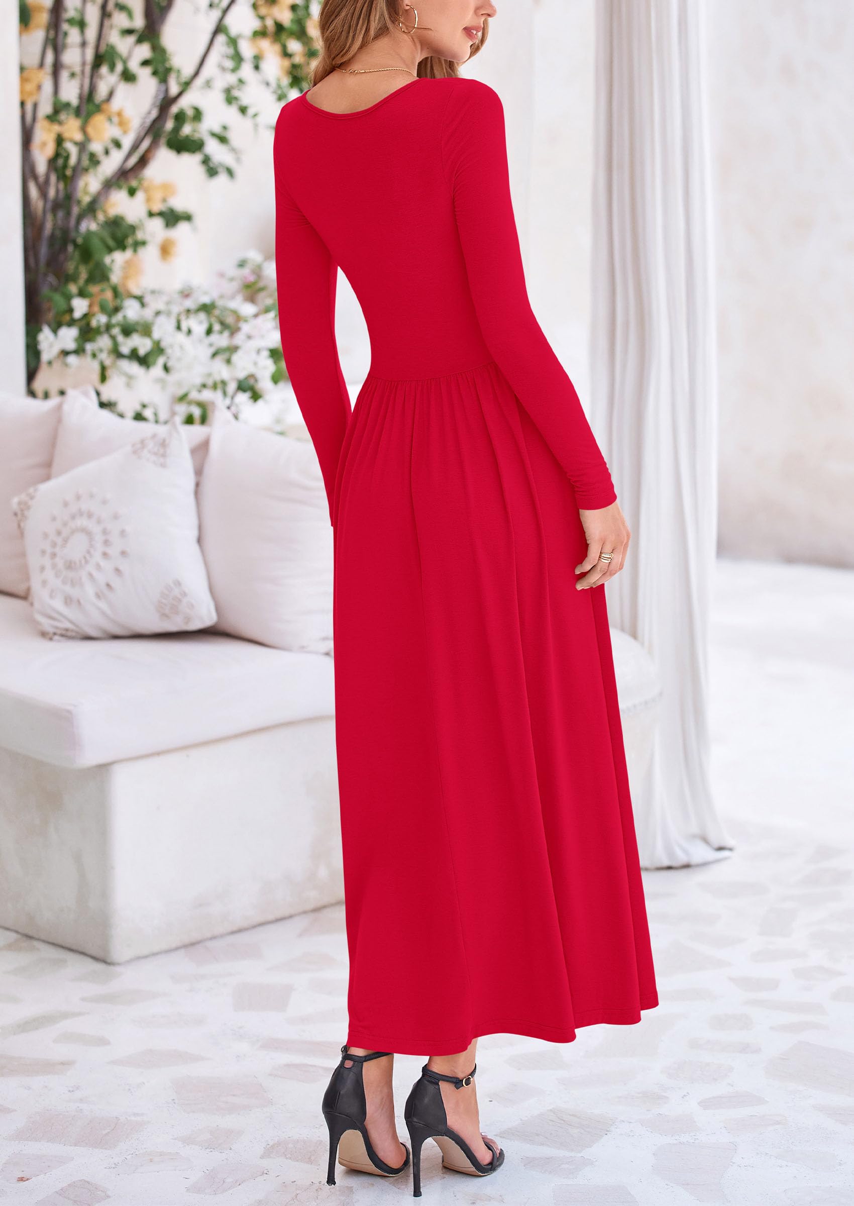 Foto 2 | Vestido Largo Prettygarden Para Mujer, Casual, Rojo, Xl - Venta Internacional.