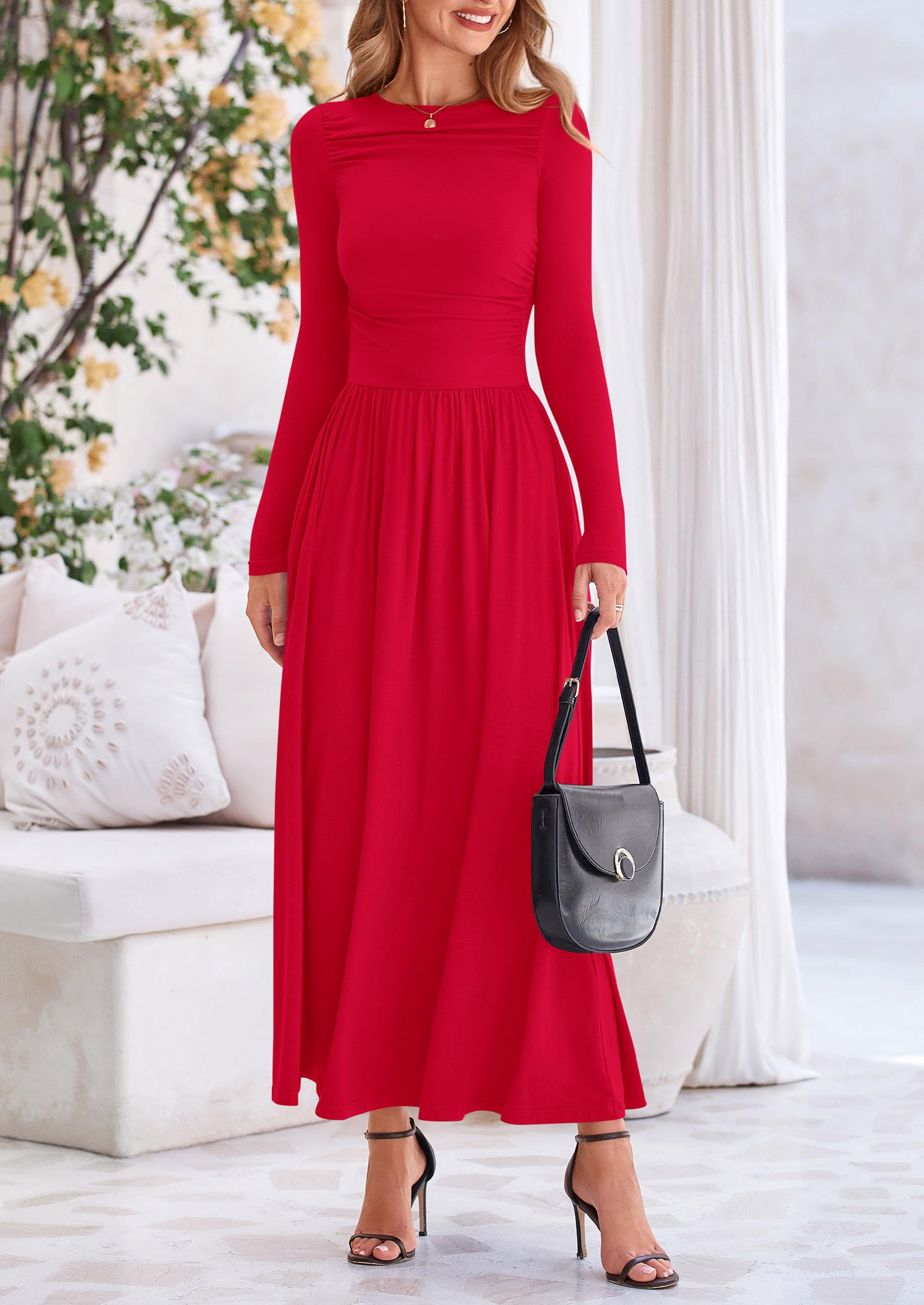 Foto 6 pulgar | Vestido Largo Prettygarden Para Mujer, Casual, Rojo, Xl - Venta Internacional.