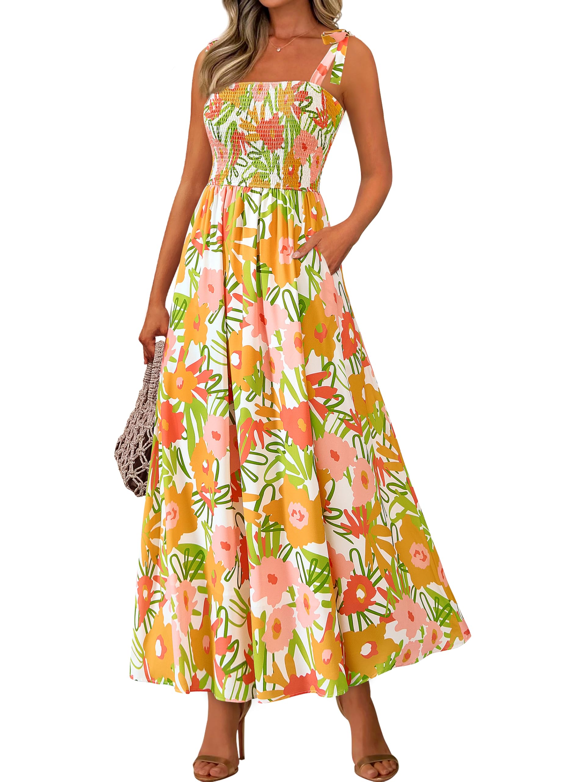 Foto 2 pulgar | Vestido De Verano Prettygarden Maxi Vestido Floral Sin Mangas Para Mujer - Venta Internacional.