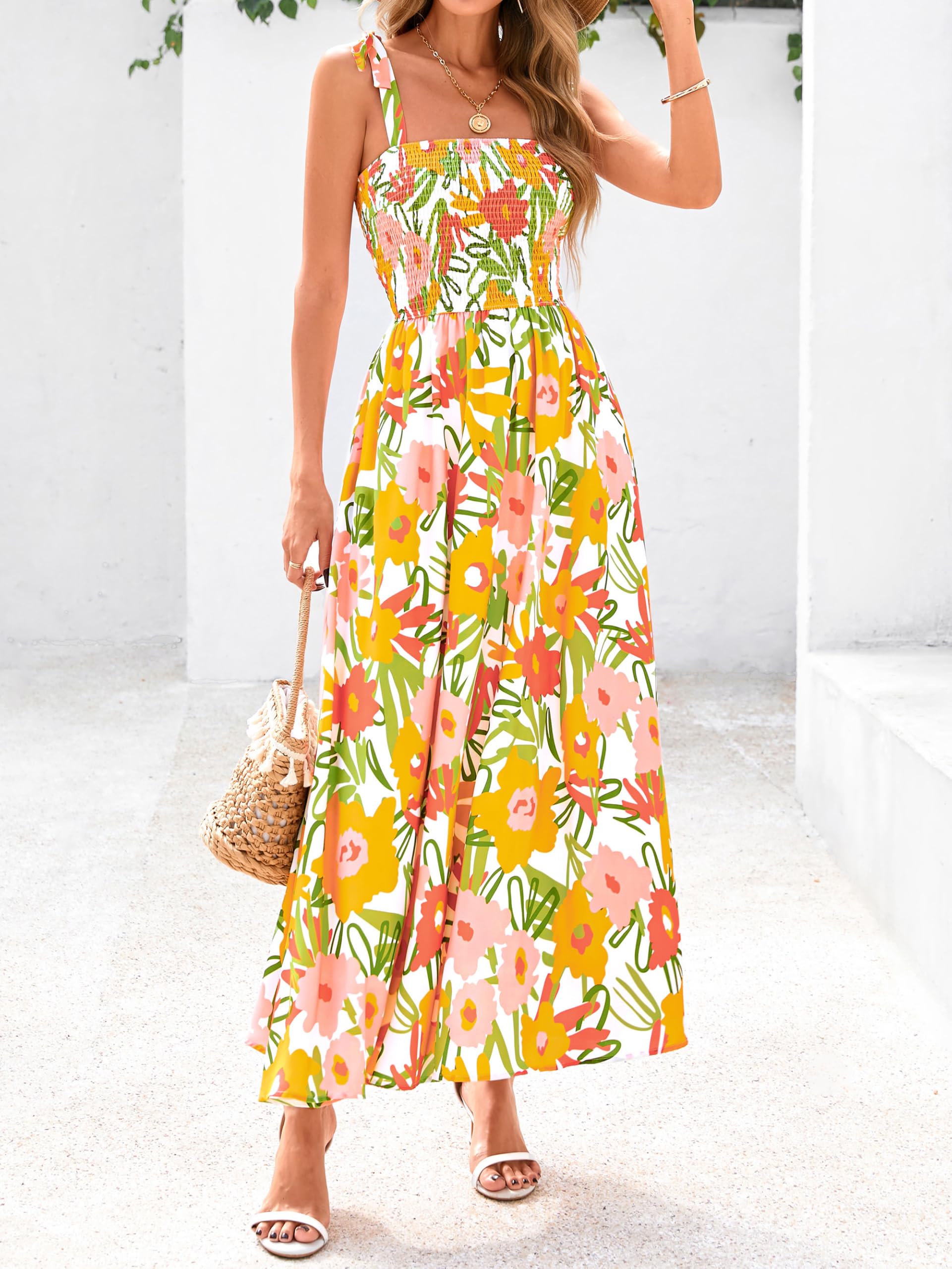 Foto 2 | Vestido De Verano Prettygarden Maxi Vestido Floral Sin Mangas Para Mujer - Venta Internacional.