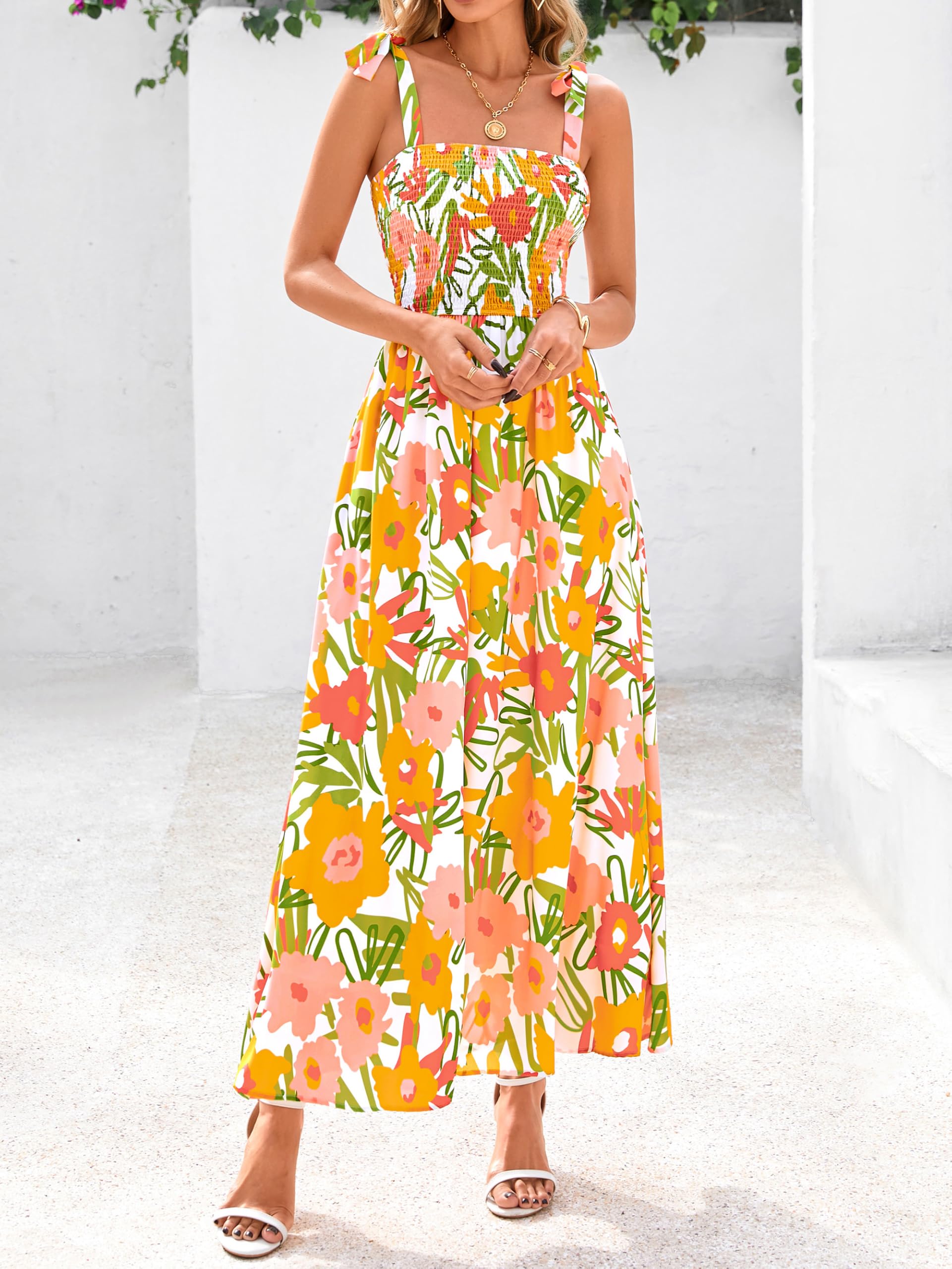 Foto 4 pulgar | Vestido De Verano Prettygarden Maxi Vestido Floral Sin Mangas Para Mujer - Venta Internacional.