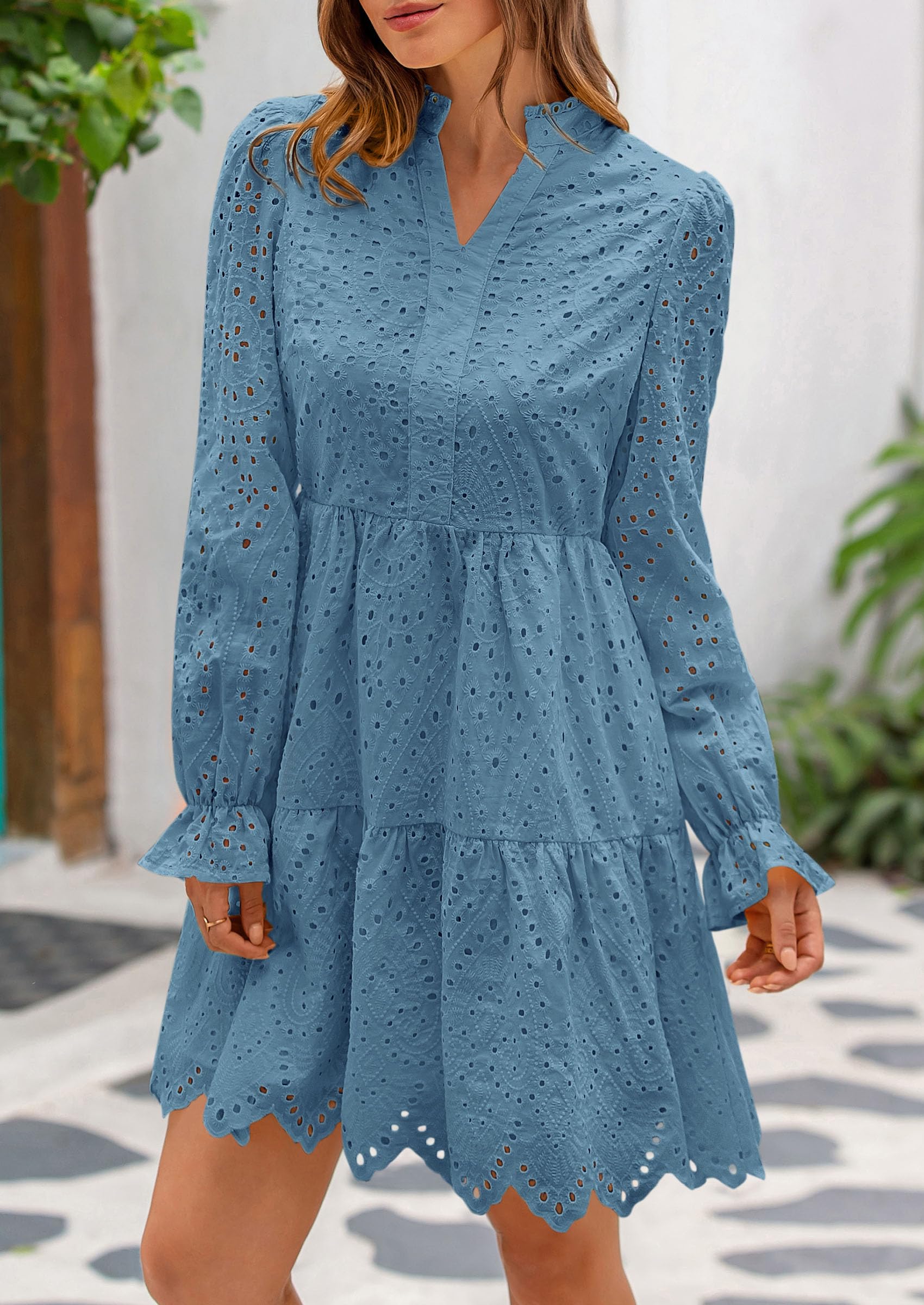 Foto 5 pulgar | Vestido Prettygarden Para Mujer, Primavera 2025, Manga Larga, Cuello En V - Venta Internacional.
