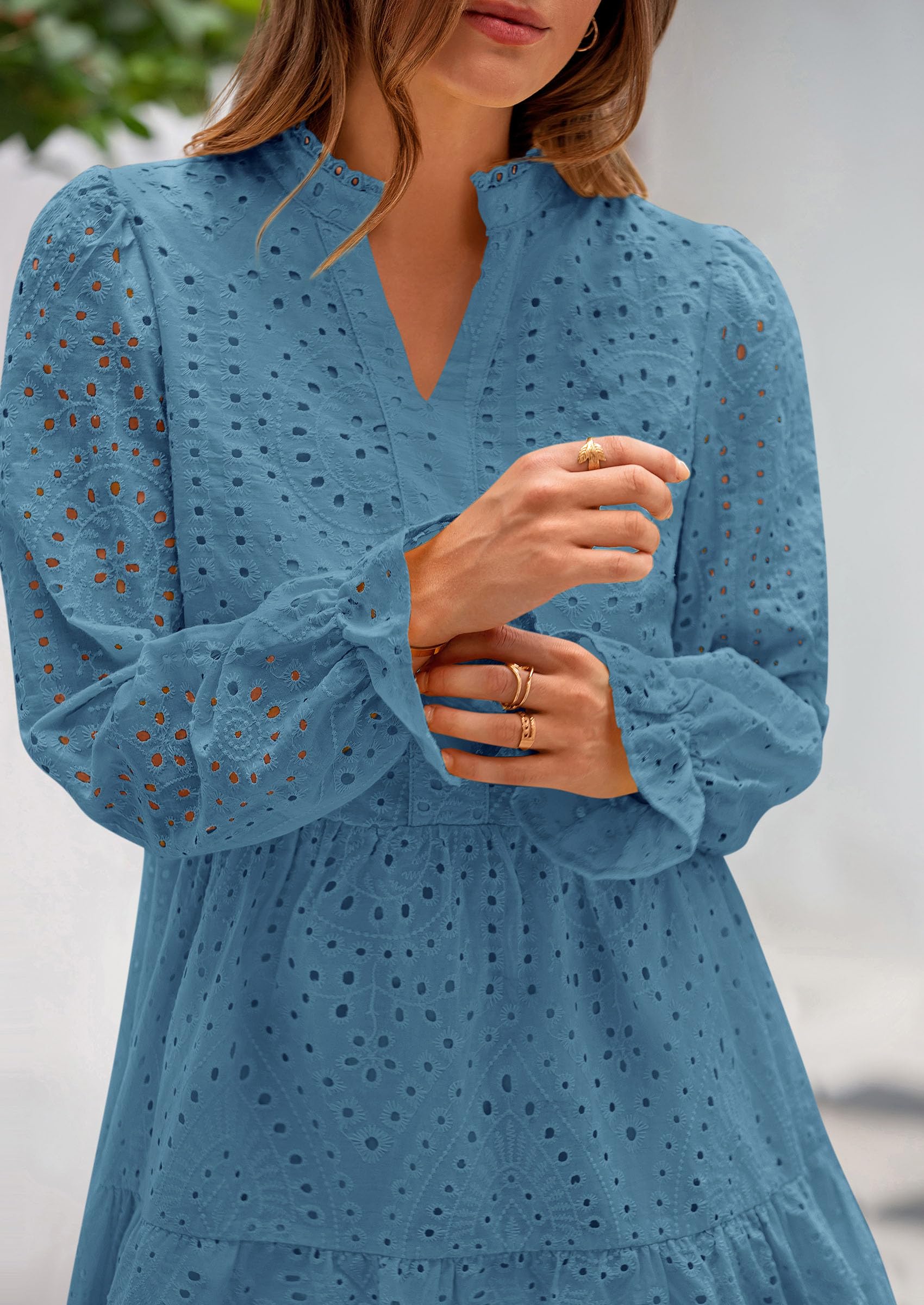 Foto 6 pulgar | Vestido Prettygarden Para Mujer, Primavera 2025, Manga Larga, Cuello En V - Venta Internacional.
