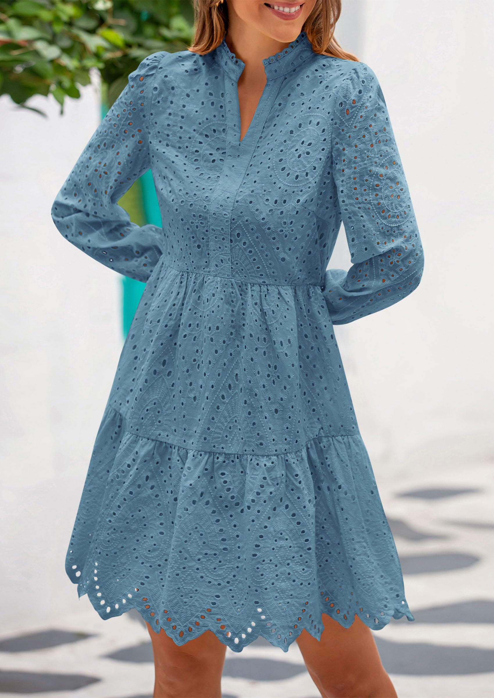 Foto 8 pulgar | Vestido Prettygarden Para Mujer, Primavera 2025, Manga Larga, Cuello En V - Venta Internacional.