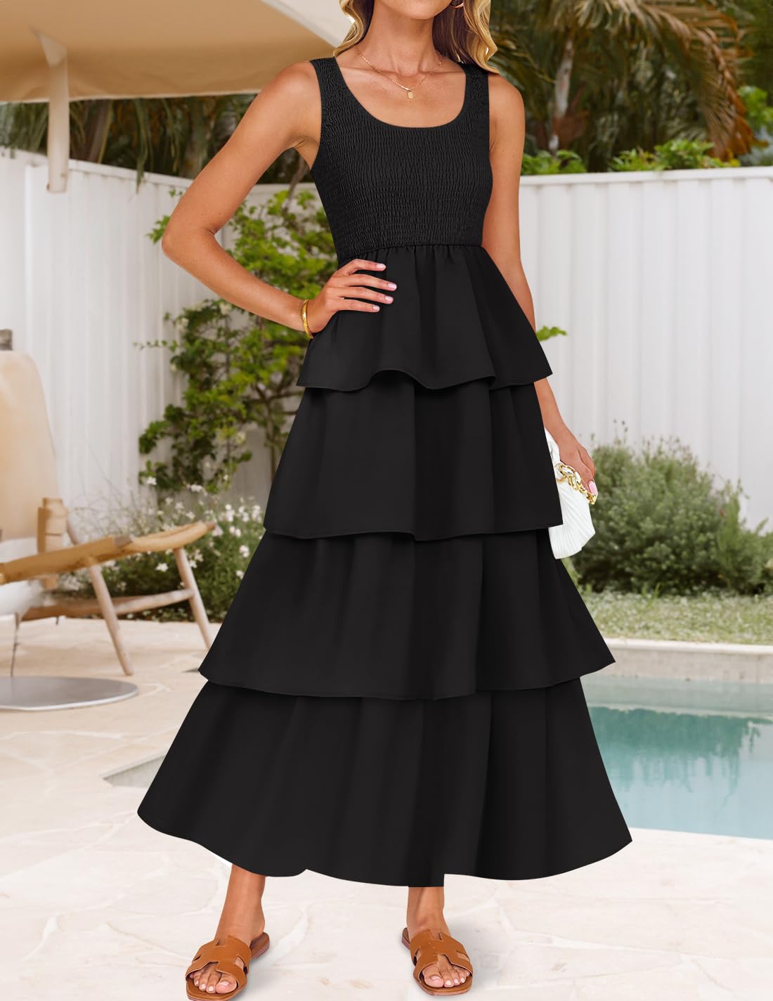 Foto 2 | Vestido Midi Sin Mangas Zesica 2025 Summer Boho Para Mujer - Venta Internacional.