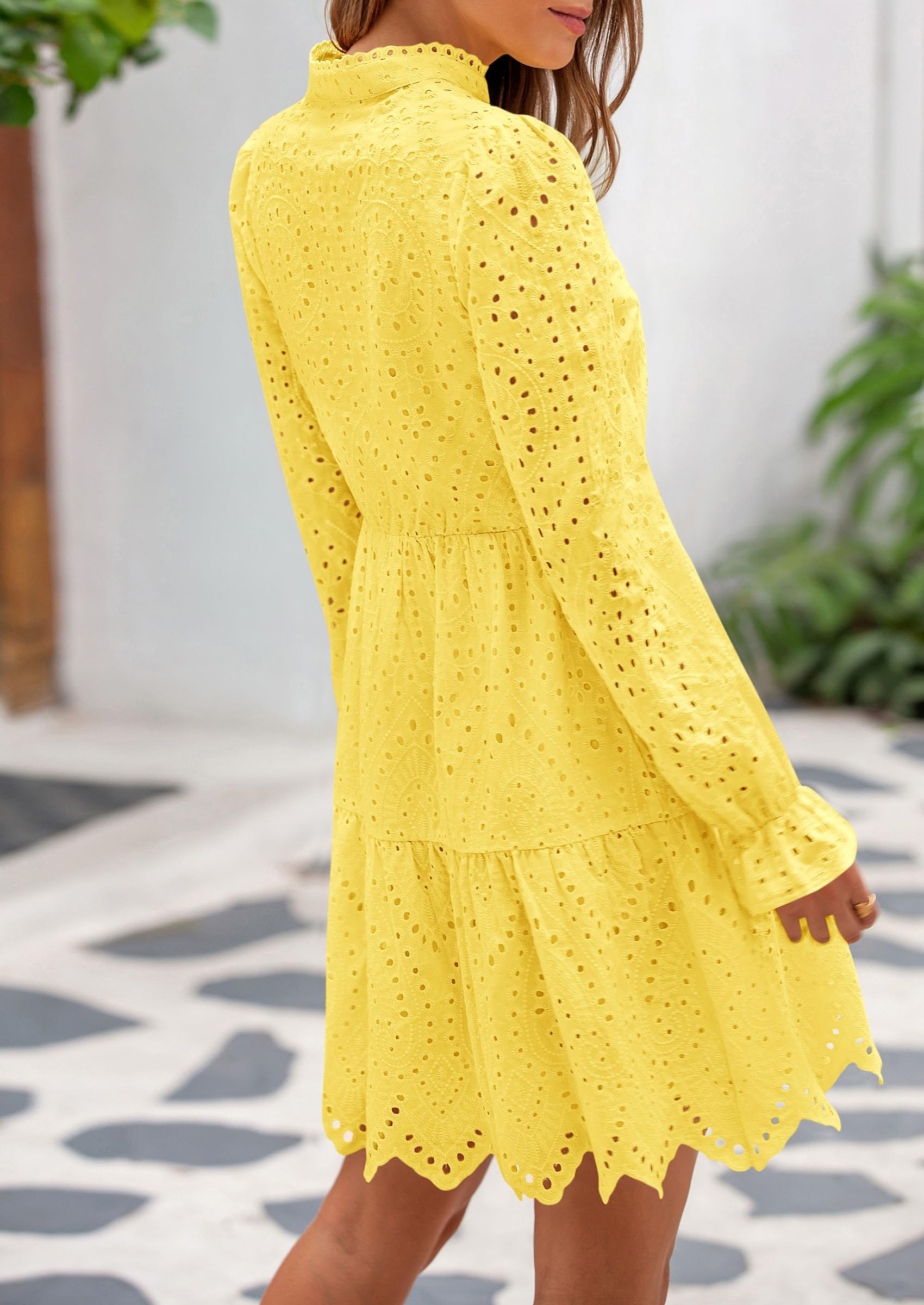 Foto 3 pulgar | Vestido Prettygarden Para Mujer, Primavera De 2025, Manga Abullonada, Amarillo - Venta Internacional.
